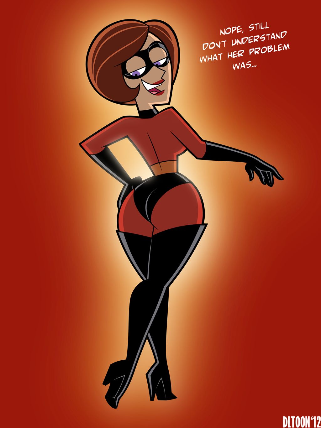 1girls, 2012, ass, athletic, athletic female, backside, big ass, big butt, brown hair, cosplay, crossover, danny phantom, disney, dlt, elastigirl (cosplay), elbow gloves, female, female focus, female only, helen parr (cosplay), high heel boots, high heels, hips, human, legs, looking at ass, looking back, madeline fenton, mature, mature female, milf, nickelodeon, pixar, pose, posing, short hair, smooth skin, solo female, superheroine, the incredibles, thick, thick ass, thick legs, thick thighs, thighs, tight clothing, voluptuous, watermark, wide hips