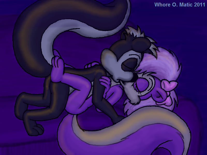 2011 4:3 accessory anthro black_body black_fur closed_eyes eyes_closed female fifi_la_fume fur hair_accessory hair_bow hair_ribbon hairbow looney_tunes lying male mammal mephitid missionary missionary_position on_back penetration pepe_le_pew purple_body purple_fur ribbons sex skunk spread_legs spreading straight table_lotus table_lotus_position tiny_toon_adventures vaginal vaginal_penetration warner_brothers whore_o._matic