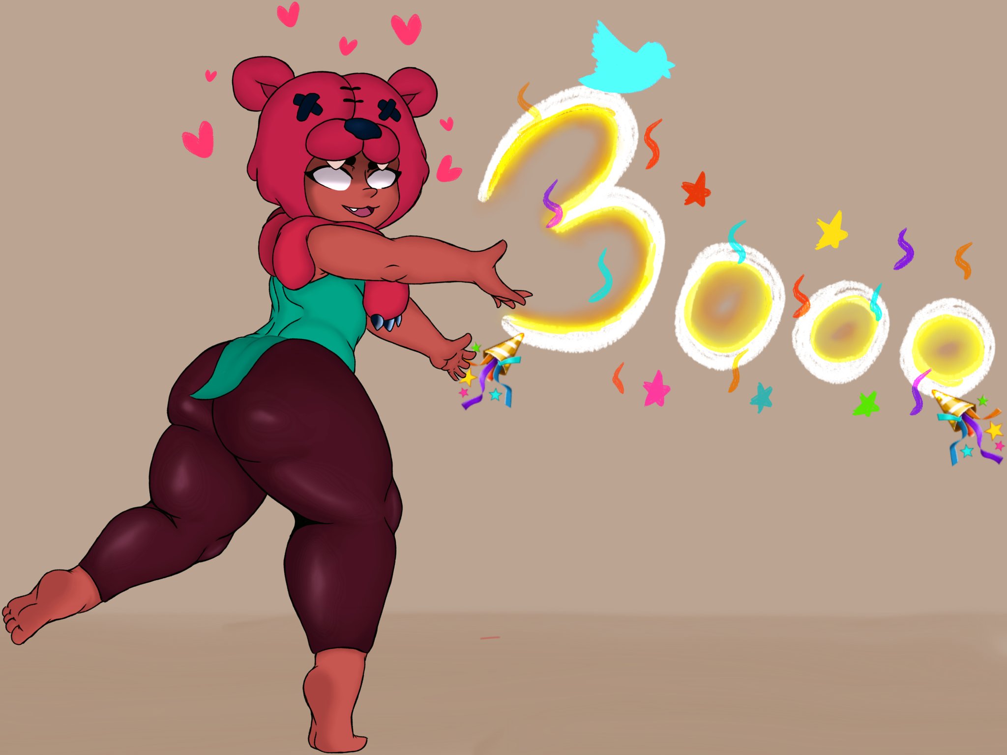1girls, ass, big ass, big breasts, brawl stars, breasts, clothed, clothed female, clothes, clothing, female, female focus, female only, huge ass, huge breasts, jacksito (artist), large ass, leotard, nita (brawl stars), pantyhose, solo, solo female, solo focus, thick thighs, twitter, wide hips