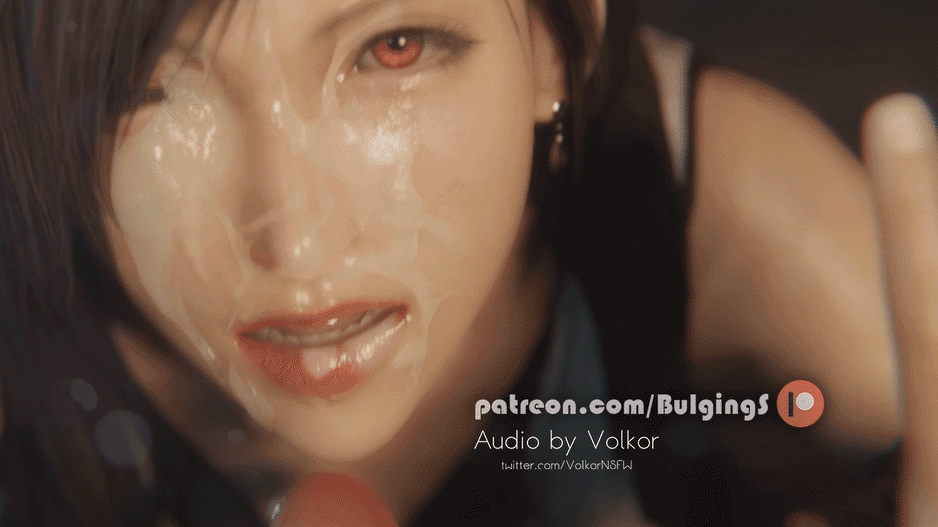 1boy, 1girls, 3d, animated, bulgingsenpai, cum, cum on face, eye contact, facial, female, final fantasy, final fantasy vii, final fantasy vii remake, gif, light skin, light-skinned male, male, pale skin, pale-skinned male, pov, sfm, tagme, tifa lockhart, uncensored