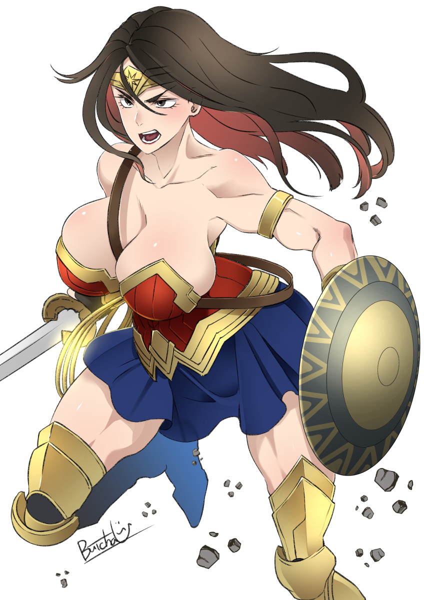 big breasts, breasts, butcha-u, cleavage, dc, dc comics, dc extended universe, diana prince, female, female focus, female only, huge breasts, skirt, solo, solo female, solo focus, superheroine, wonder woman, wonder woman (series)