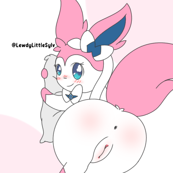 1:1 anthro anus aurora_sylveon aurorasylveon blush eeveelution female genitals looking_at_viewer looking_back nintendo pillow pillow_hug pokémon_(species) pokemon pussy solo sylveon teasing video_games