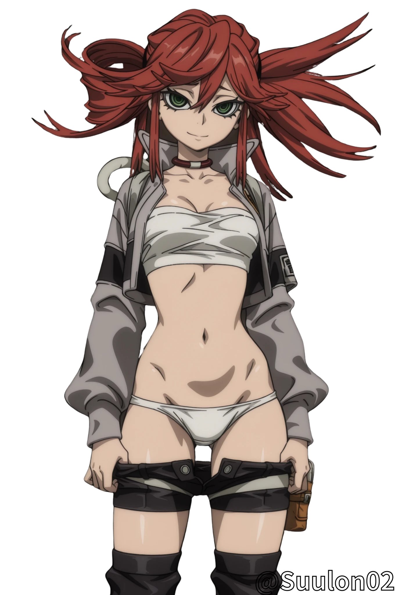 1girls, ai generated, gachiakuta, looking at viewer, partially clothed, riyou reaper, solo, solo female, standing, suulon, underwear