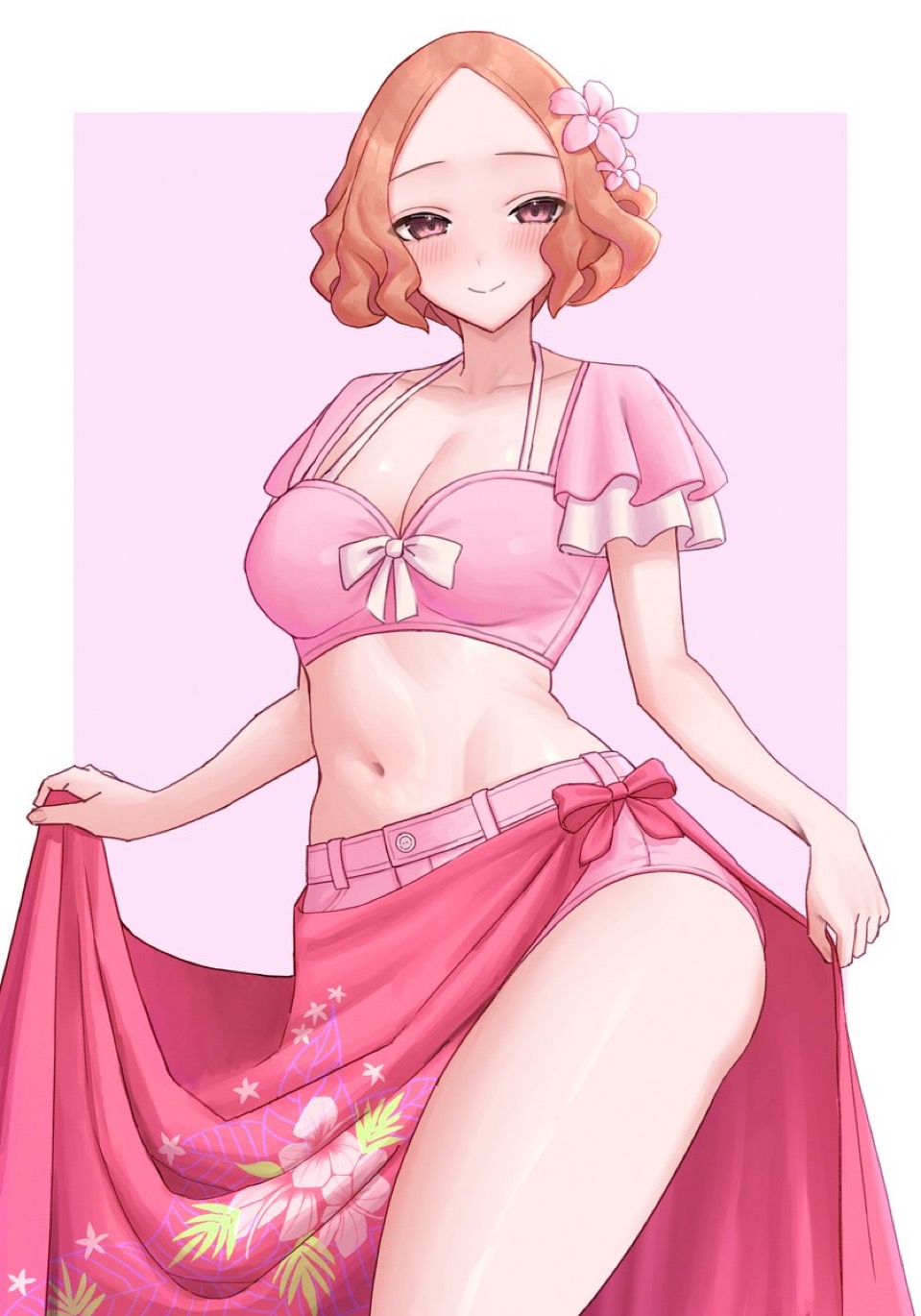 aerith gainsborough, aerith gainsborough (cosplay), aerith gainsborough (floral delight), atlus, crossover, crossover cosplay, final fantasy, final fantasy vii, haru okumura, megami tensei, persona, persona 5, square enix, turnipdish