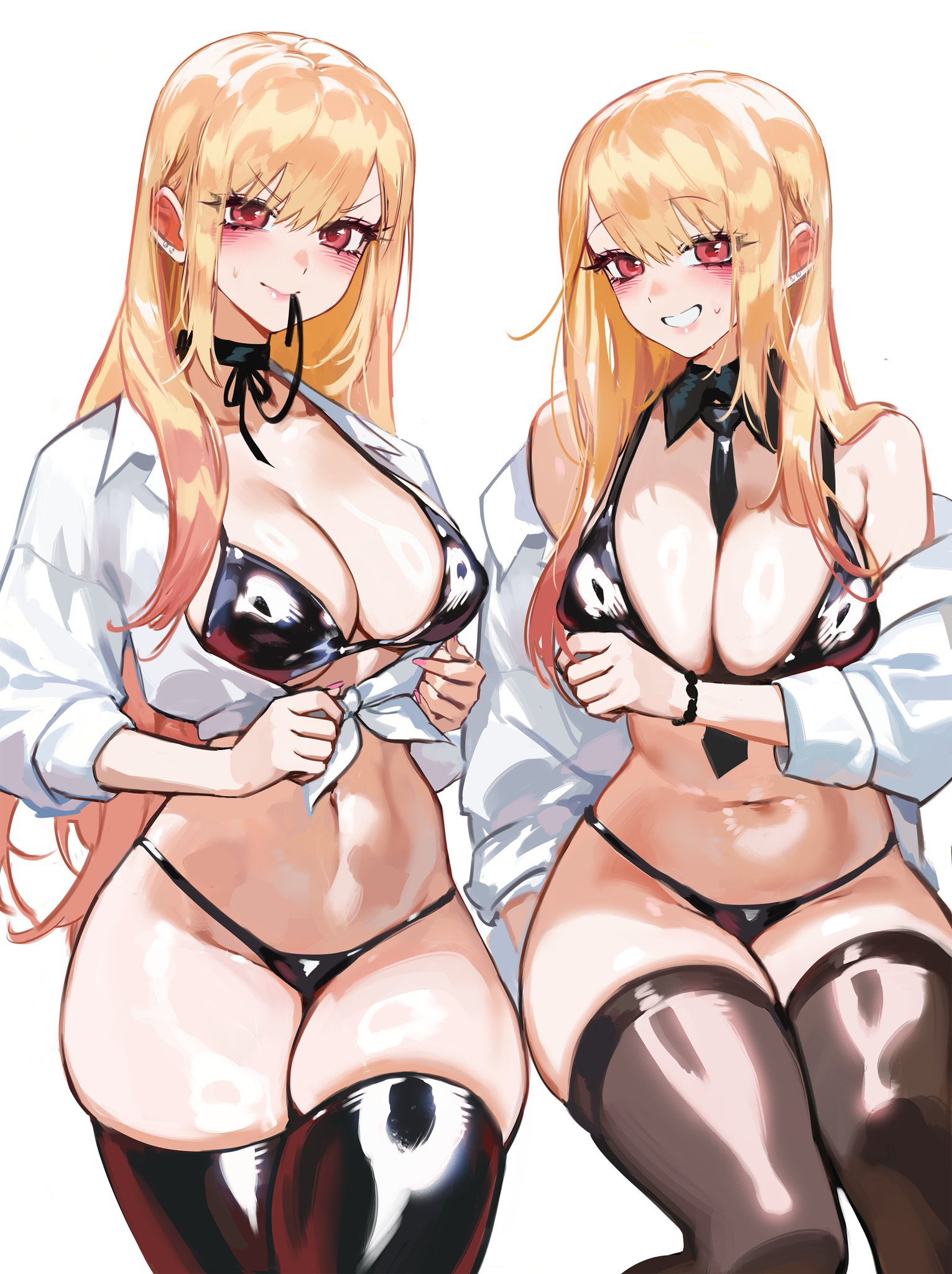 1girls, breasts, female, female focus, female only, foolish potato, kitagawa marin, large breasts, light skin, light-skinned female, looking at viewer, solo, sono bisque doll wa koi wo suru, thick thighs, thighs, wide hips