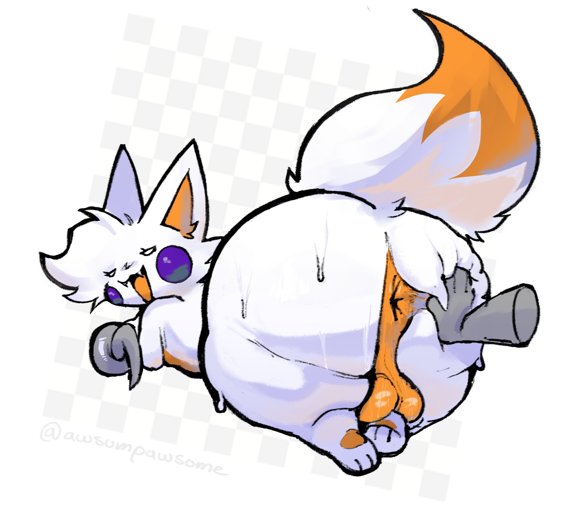 1anthro, 1boy, 1femboy, 1male, anthro, ass focus, awsumpawesome, awsumpawsome, five nights at freddy's, five nights at frickbears, five nights at frickbears 3, floating hands, futanari, hand on ass, lolbit (fnaf), lolbit (frickbears), tagme