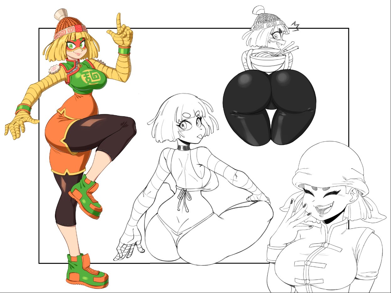 1girls, arms (game), ass, big ass, big butt, bikini bottom, bikini top, bimbo, blonde hair, breasts, bubble ass, bubble butt, busty, eye mask, female, green eyes, large ass, lipstick, min min (arms), monochrome, mossy (artist), nintendo, open mouth, pinup, presenting, presenting hindquarters, short hair, solo, teenager