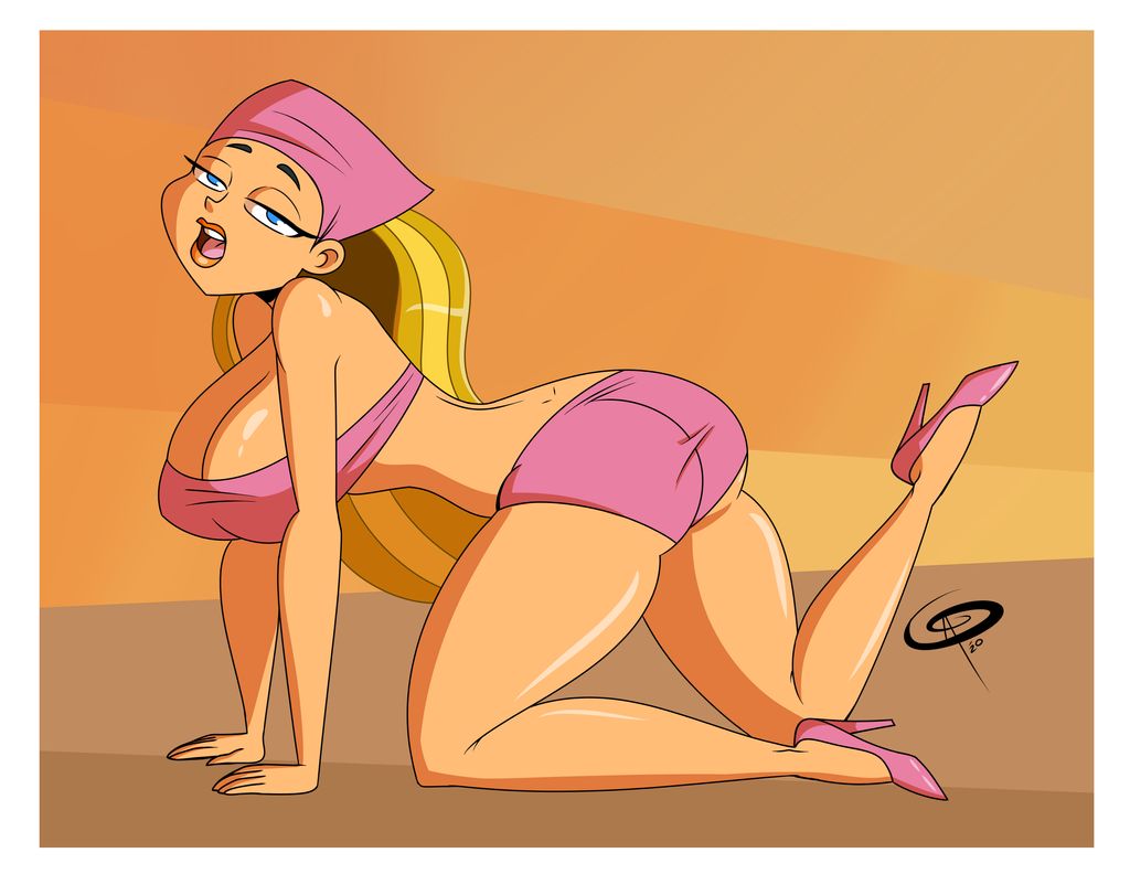 1girls, ass, bimbo, blonde hair, blue eyes, breasts, bust, cartoon network, cleavage, female, female only, frostbiteboi, high heels, hourglass figure, huge breasts, lindsay (tdi), long hair, mouth, open mouth, pose, posing, solo, thick thighs, total drama island, voluptuous