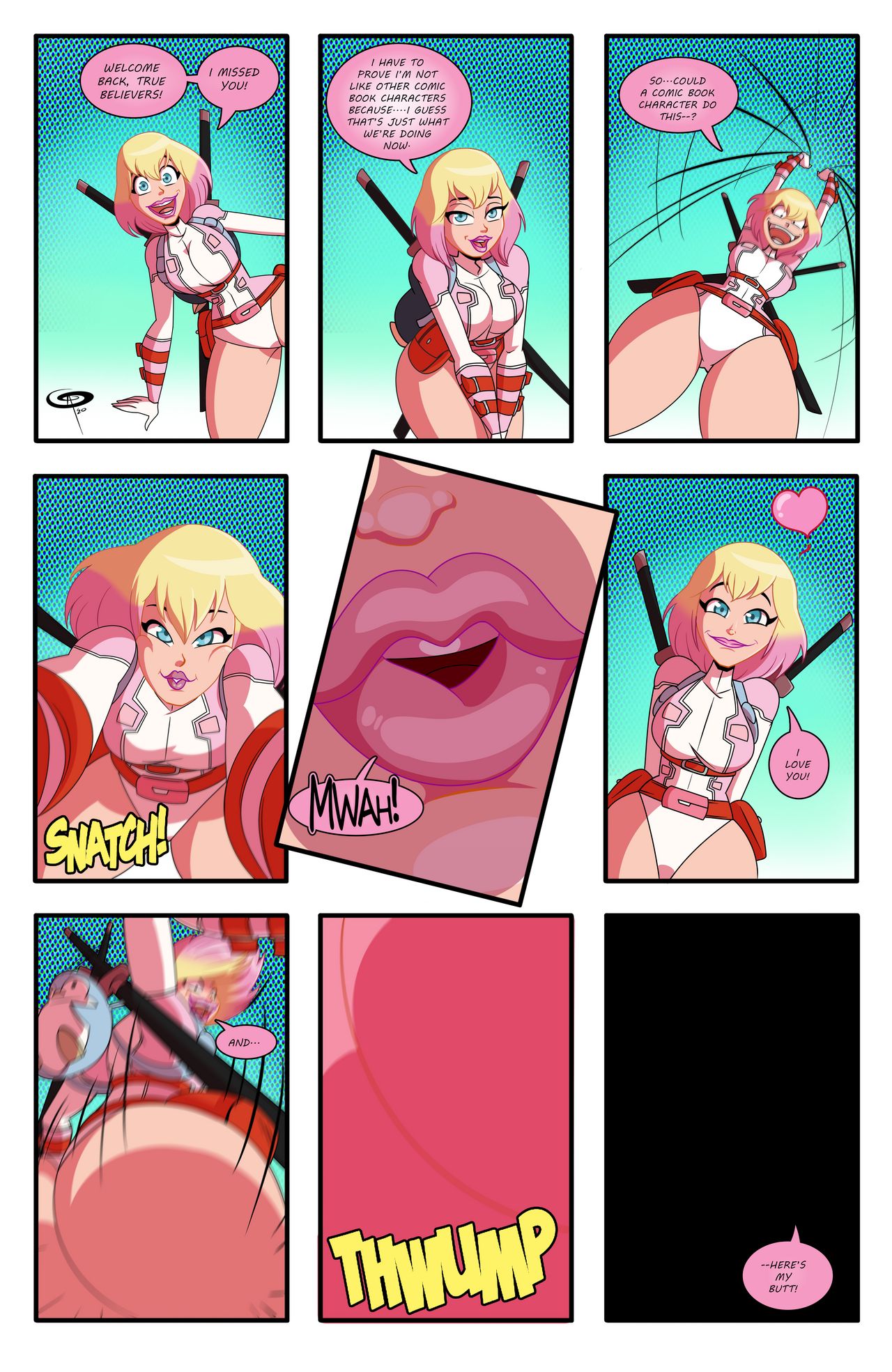 1girls 2020 actual_line ass big_ass big_breasts big_butt big_penis blonde blonde_hair breaking_the_fourth_wall bust busty close-up comic curvaceous curves curvy_female curvy_figure curvy_hips cute dialogue dyed_hair english_text facesitting female fourth_wall frostbiteboi funny gwen_poole gwenpool gwenpool_(series) hips kiss kissing kissing_viewer light-skinned_female light_skin lipstick looking_at_viewer marvel marvel_comics pov pov_kiss redraw short_hair sideboob sitting speech_bubble swords tagme talking_to_viewer text voluptuous waist watermark wholesome wide_hips