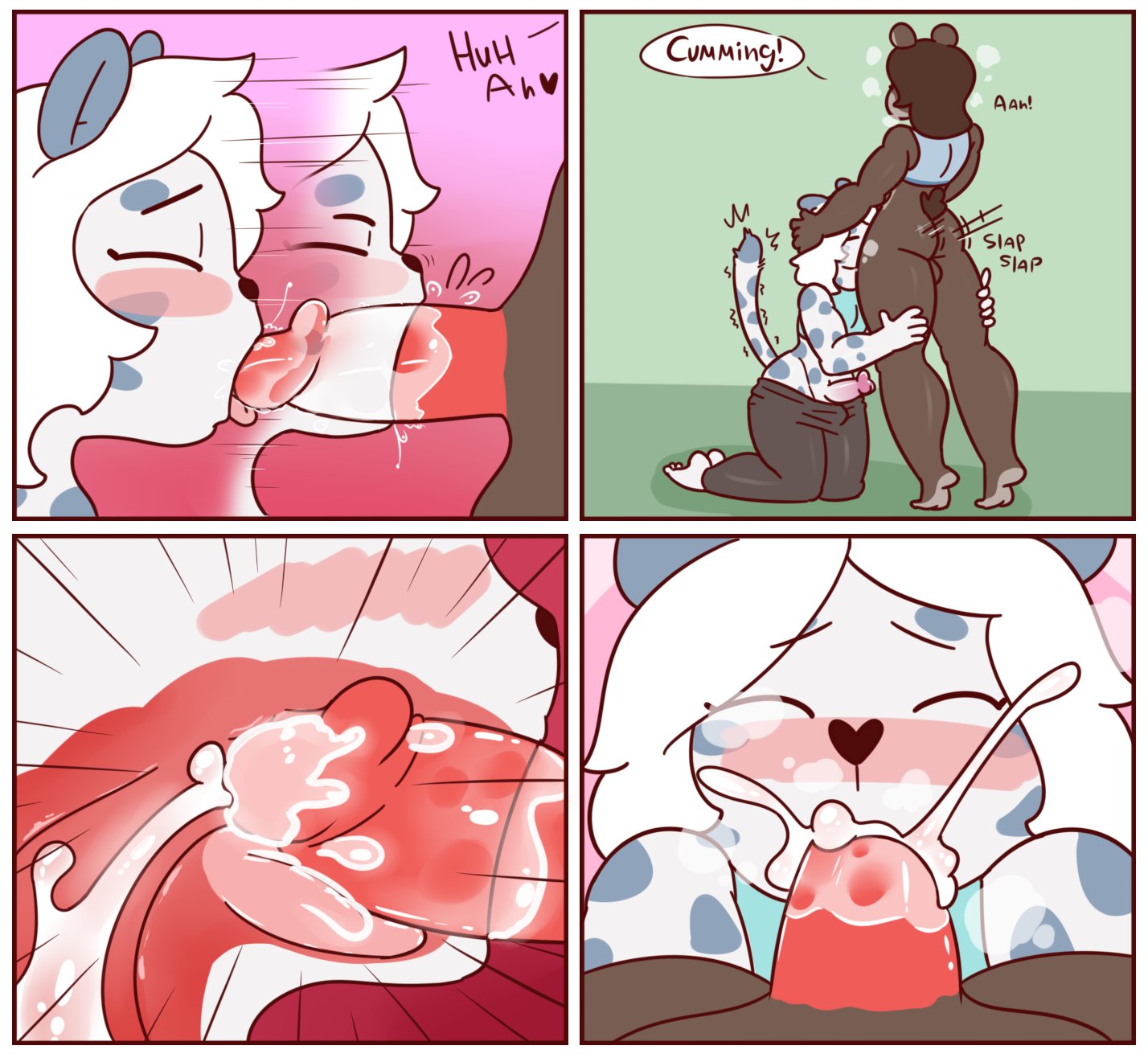 1boy, 1futa, 1girls, animal ears, anthro, big dom small sub, blush, bra, brown fur, brown hair, closed eyes, clothed, clothes, clothing, comic, cum, cum announcement, cum in mouth, deepthroat, embarrassed, english text, erection, erection under clothes, face fucking, fellatio, female, femdom, furry, futa is bigger, futa on male, futa with male, futadom, futanari, girly, gym, head grab, hourglass figure, intersex, kneeling, leg grab, long hair, male, male sucking futa, malesub, pants down, public, public sex, red7cat, ricky landon, sports bra, sportswear, swallowing, tail, text, undressing, white fur, white hair, x-ray