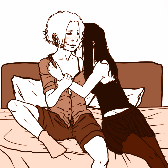 2girls black_hair blonde_hair kiden_nixon kissing marvel multiple_girls straight_hair x-23 x-men yuri