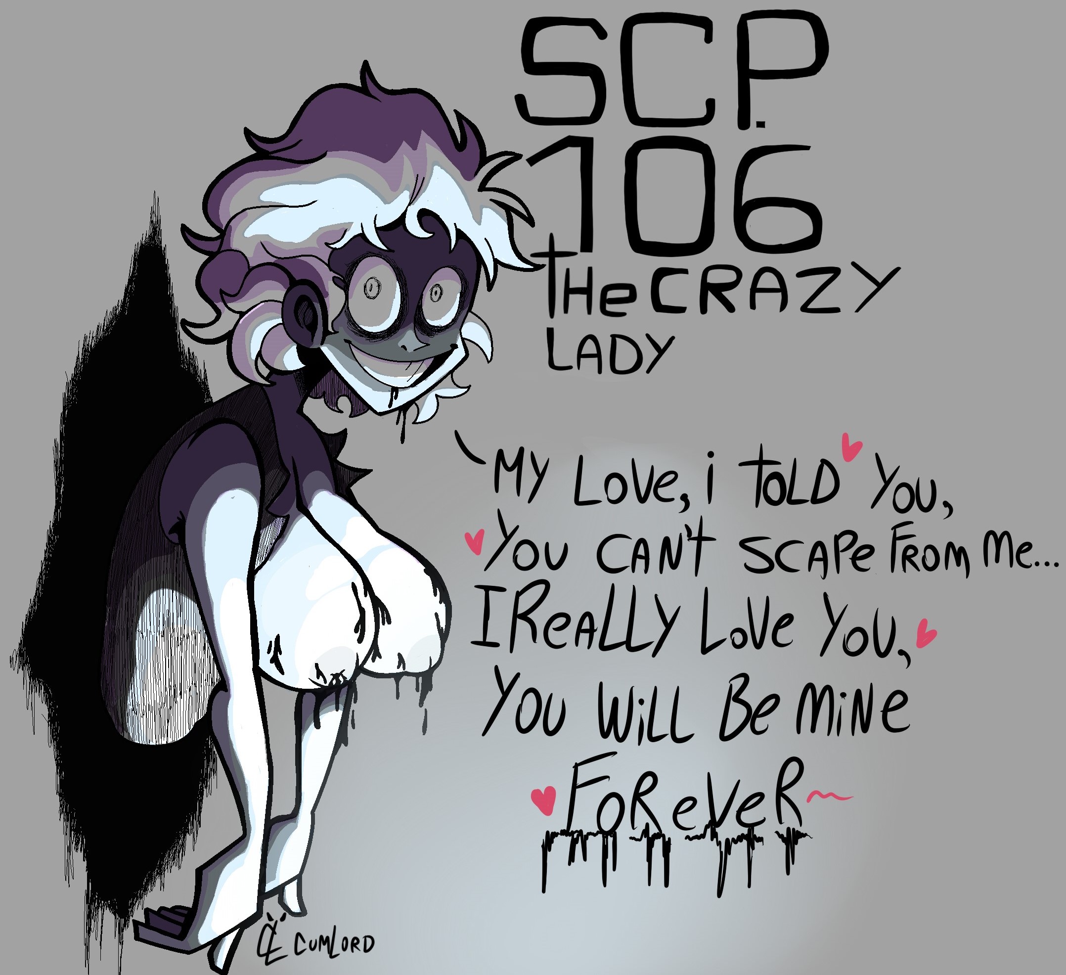 ass, big ass, big breasts, big nipples, big smile, breasts, creepy, cumlord, cumlord (artist), curvy, curvy figure, female, female focus, female only, hole, just coffee, looking at viewer, rule 63, scp, scp foundation, scp-106, short hair, solo, text, yandere