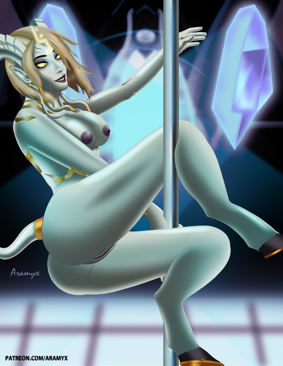 aramyx ardham aura draenei large_ass large_breasts lightforged_draenei naked nude oc pole pole_dancing warcraft world_of_warcraft wow