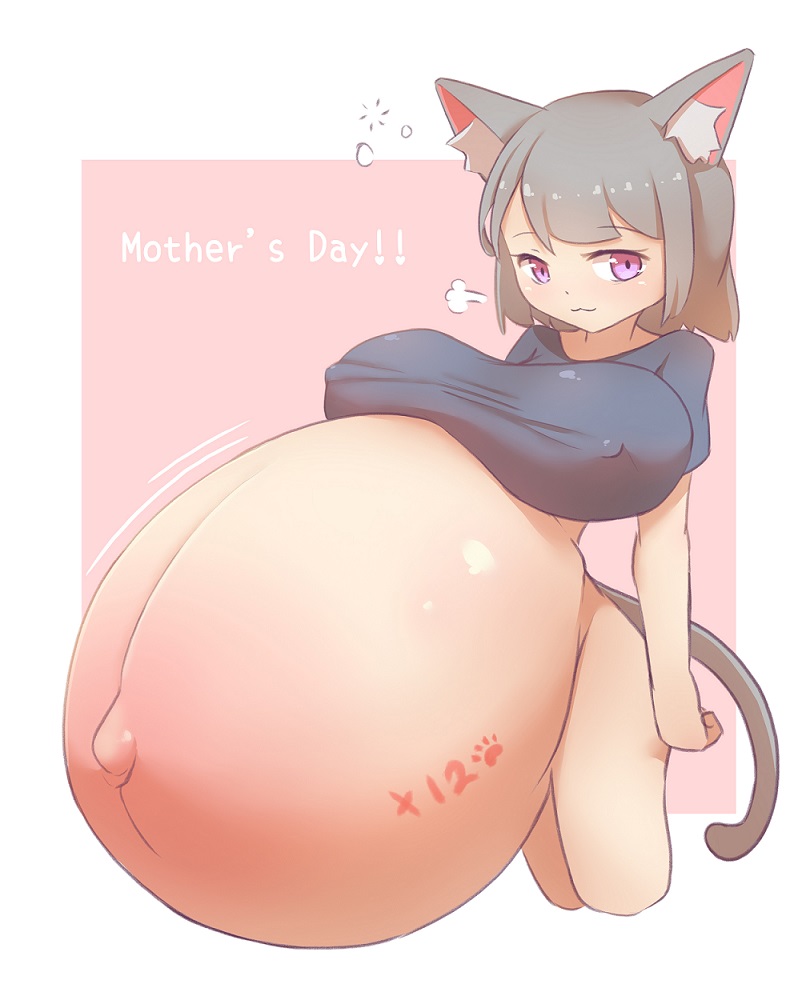 1111122 1girls big_breasts breasts catgirl cleavage dadouko female female_only huge_belly huge_breasts hyper_belly hyper_pregnancy large_breasts pregnancy_tally pregnant ready_to_pop solo