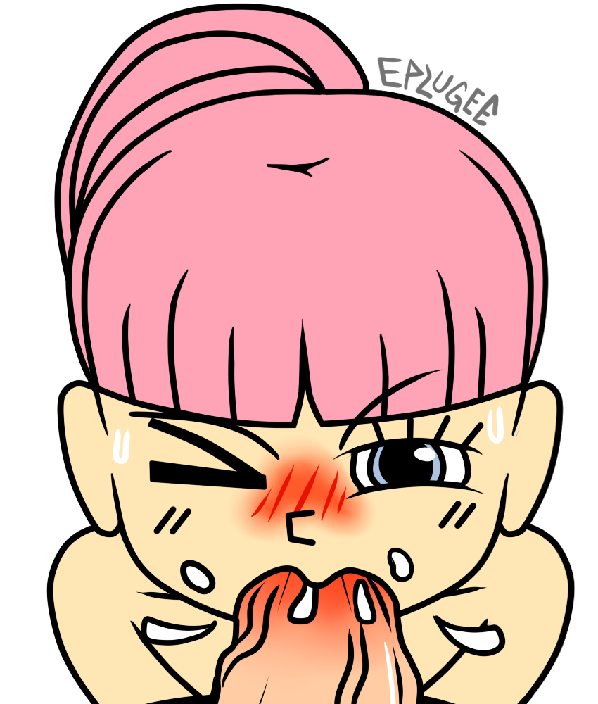 blowjob blue_eyes cum cum_in_mouth facebook facebook_stickers fellatio hacker pink_hair