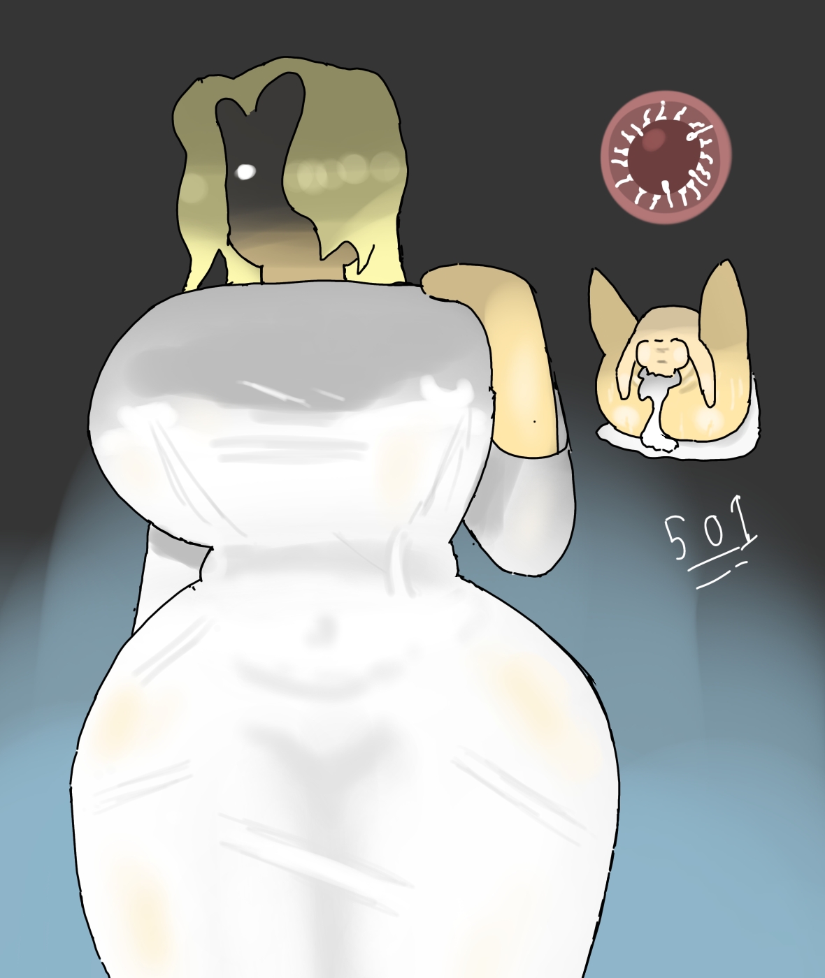 1boy, 1girls, 2d, 2d (artwork), 50one, balls, ballsack, big breasts, blonde female, blonde hair, child bearing hips, clenched balls, cum, excessive cum, ghost costume, giantess, hair over one eye, hollie all american, impregnation, mating press, questionable consent, sex, skin tight, small dom big sub, smaller male, taller female, tight clothing, underboob, wet, wide hips