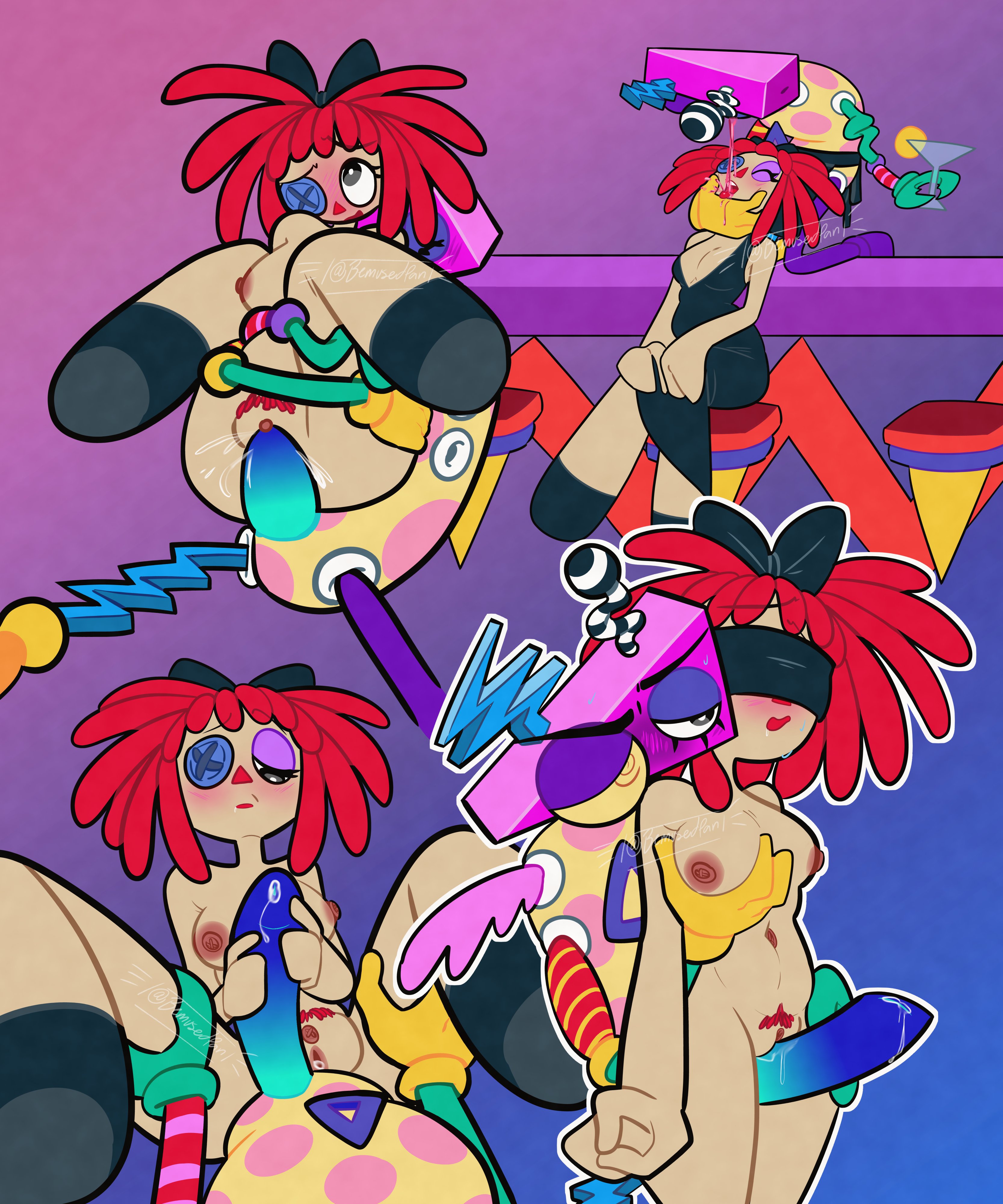 1girl, 1nonbinary, 2026, blindfold, blush, bow, breasts, breasts out, button eye, color, doll girl, fondling, fondling breast, full nelson, full nelson (legs held), glitch productions, gooseworx, held by legs, looking down, looking down at partner, penetration from behind, pubic hair, ragatha, ragatha (pub outfit), ragatha (tadc), ragatha (the amazing digital circus), ragdoll, red hair, red-haired female, rubbing penis on pussy, spitting in mouth, stroking penis, tagme, tagme (artist), the amazing digital circus, zooble, zooble (tadc), zooble (the amazing digital circus)