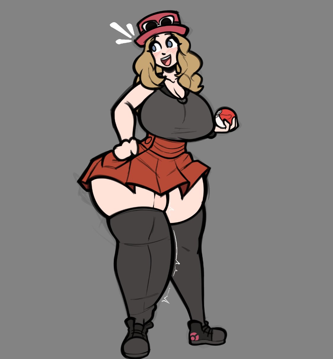 futa only, futanari, gemrazzled, honey hair, huge cock, huge thighs, hyper penis, penis in stocking, pokemon, pokemon xy, serena (pokemon games), serena (pokemon), solo, solo futa, stockings, tagme, wide hips, wide thighs