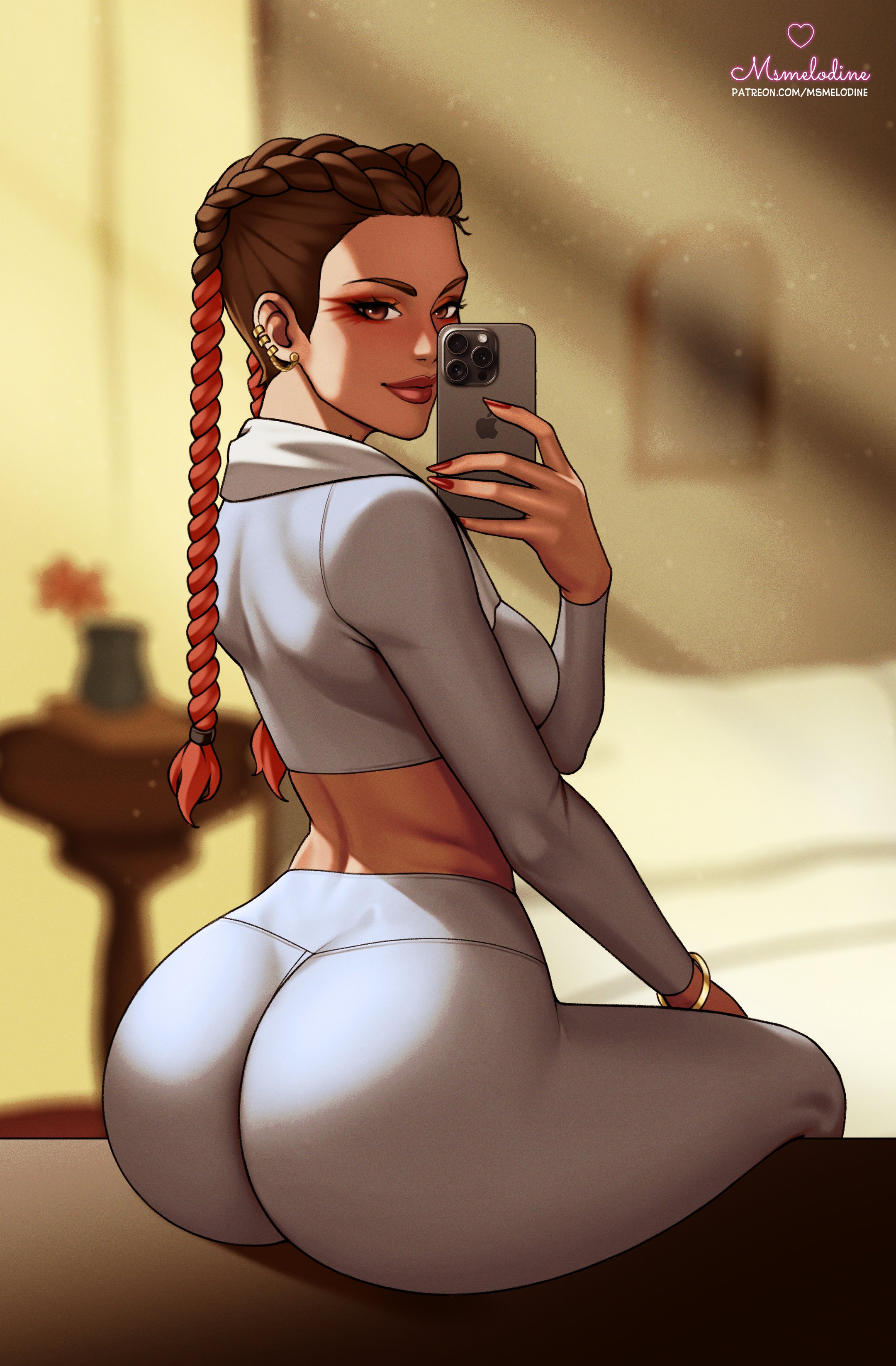 1girls, apex legends, ass, big ass, bubble butt, dark skin, dark-skinned female, female, latina, loba (apex legends), msmelodine, selfie, smartphone, solo