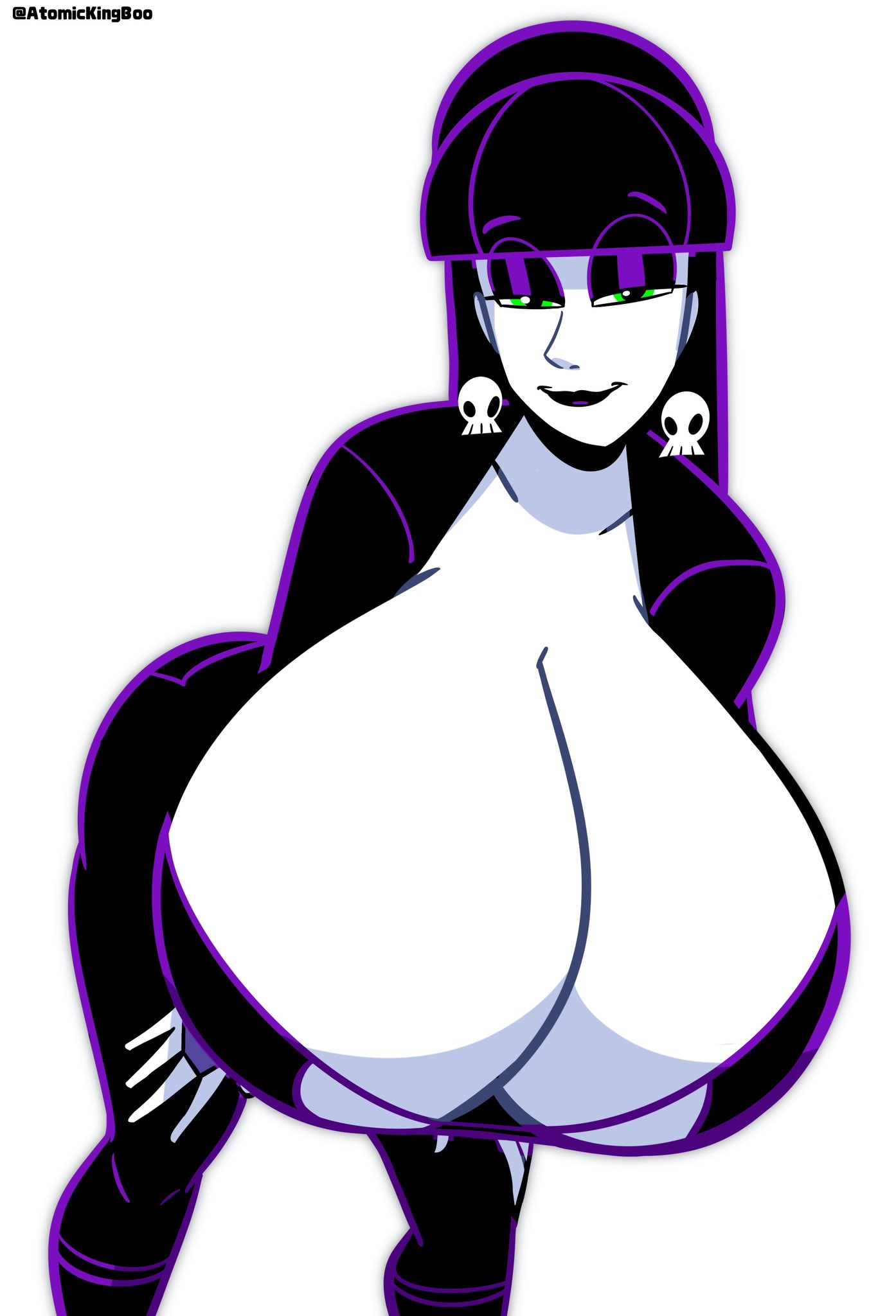 1girls 2026 2d 2d_(artwork) 2d_artwork artist_name ass atomickingboo bending bending_down bending_forward bending_over big_ass big_breasts black-haired_female black_eyeshadow black_hair black_hair_female black_lips black_lipstick breast_focus breasts breasts_bigger_than_head breasts_focus choker clothed clothed_female clothing digital_media_(artwork) ear_piercing ear_ring earring earrings eyeshadow female female_only fully_clothed fully_clothed_female huge_breasts light-skinned_female light_skin lindel_dollice_quilten lips lipstick oc original original_character pale-skinned_female pale_skin pants pierced_ear pierced_ears piercing piercings seducing seduction seductive seductive_body seductive_eyes seductive_gaze seductive_look seductive_mouth seductive_pose seductive_smile shirt skull skull_earrings solo the_besties_(atomickingboo) thick_thighs thighs