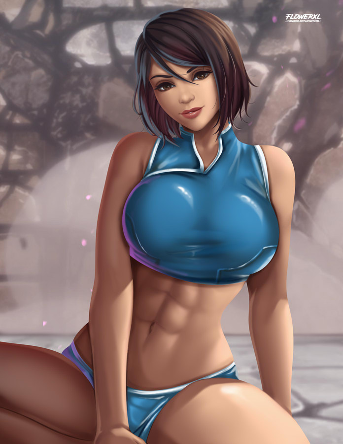1girls, abs, avatar legends, big breasts, breasts, brown hair, clothed female, clothing, dark skin, dark-skinned female, female, female focus, female only, female protagonist, flowerxl, korra, large breasts, panties, short hair, smooth skin, solo, solo female, solo focus, the avatar, the legend of korra, toned, toned female, water tribe
