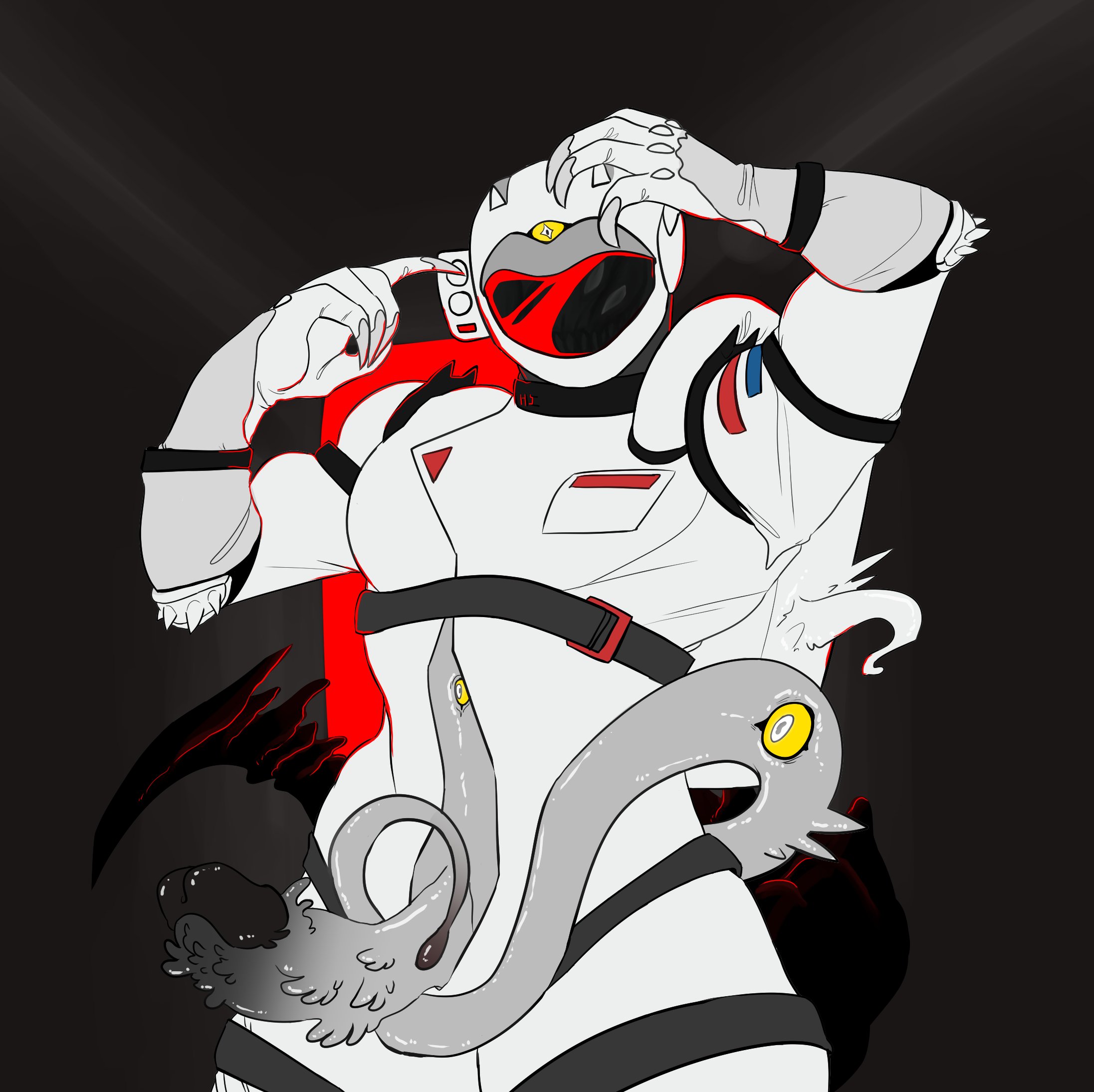 1boy, among us, buff, eyes, faceless, grey skin, helmet, impostor (among us), male, male only, monster cock, penis, penis out, rammy mc hammy, solo, solo male, spacesuit, spikes, tagme, tentacles, what, white (among us)