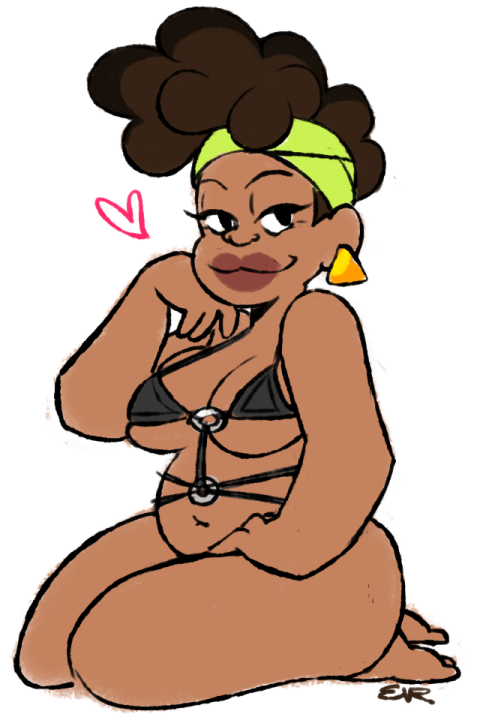 :3 big_lips cartoon_network craig_of_the_creek dark-skinned_female earrings female lingerie lips milf nicole_williams simple_background slightly_chubby solo