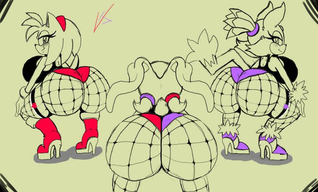 3girls, amy rose, anthro, ass, ass crack, ass shake, bedroom eyes, big ass, big breasts, big butt, blaze the cat, booty shorts, breasts, bubble ass, bubble butt, bunny ears, butt crack, butt shake, clothed, clothed female, commission, cream the rabbit, denim shorts, fat ass, feline, feline humanoid, female, female only, fishnet legwear, fishnet stockings, fishnets, fluffy tail, forehead jewel, fully clothed, hedgehog, huge ass, huge breasts, huge butt, lagomorph, lagomorph humanoid, large ass, large breasts, long ears, looking at viewer, looking back, mobian (species), naughty face, photo, presenting, presenting hindquarters, rabbit, roga14, seductive, see-through, see-through clothing, sega, shaking ass, shortstack, sketch, sonic (series), sonic the hedgehog (series), stripper, thick ass, thick thighs, twerking, video games, young