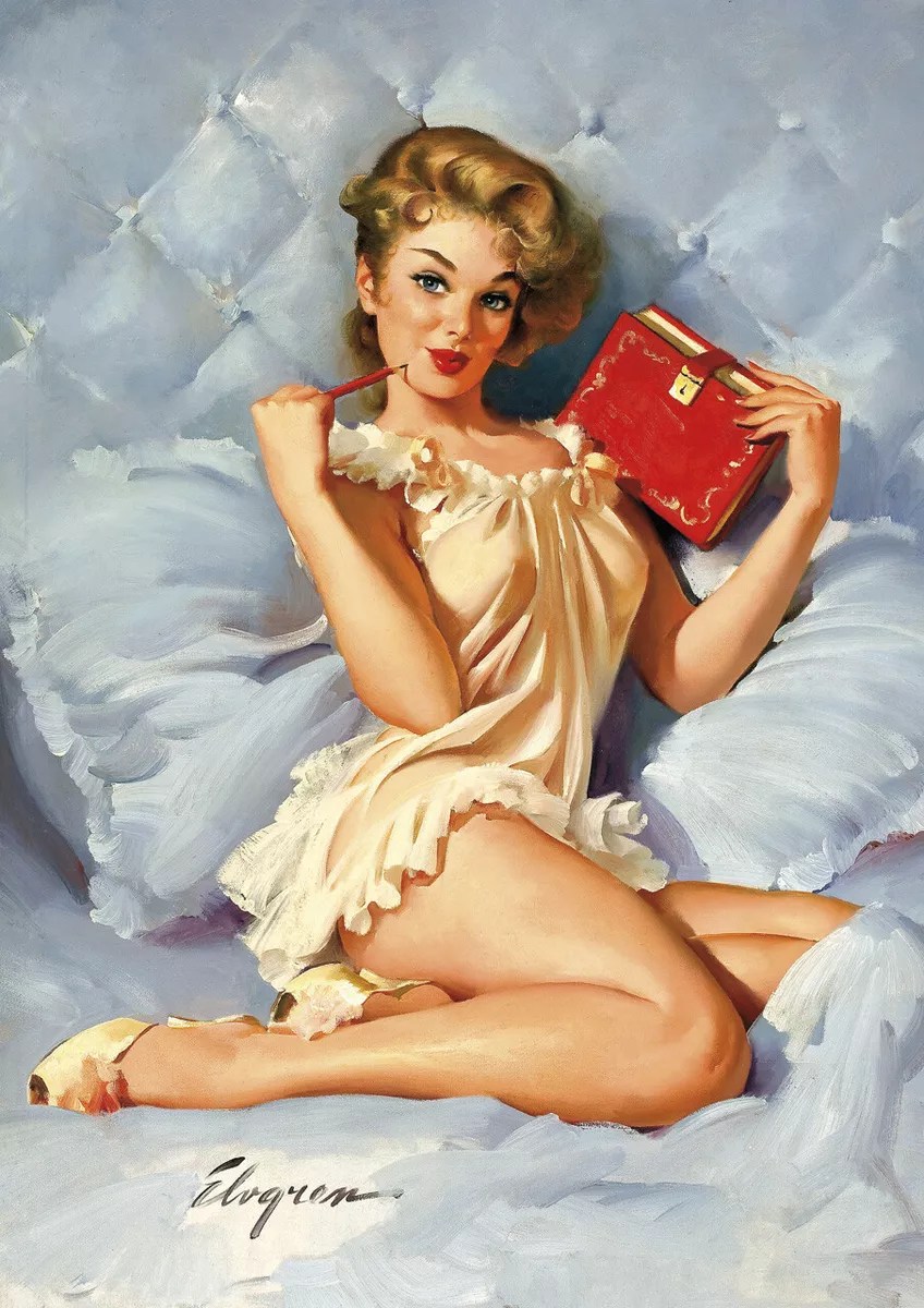 1girls 50's_theme ass_peek bed bedroom blue_eyes boobs book breasts brown_hair curly_hair curvaceous curvy curvy_body curvy_female curvy_figure dress duck_face elvgren female female_only holding_object light-skinned_female light_skin looking_at_viewer makeup nipple_bulge no_bra_under_clothes painted_nails pencil photorealistic pillow pinup pinup_pose provocative realistic red_lips red_lipstick red_nails retro retro_artstyle seductive seductive_eyes seductive_look seductive_pose see-through see-through_clothing shiny_hair shiny_skin shoes short_hair solo solo_female styling_hair thick_thighs thighs watercolor_(artwork)