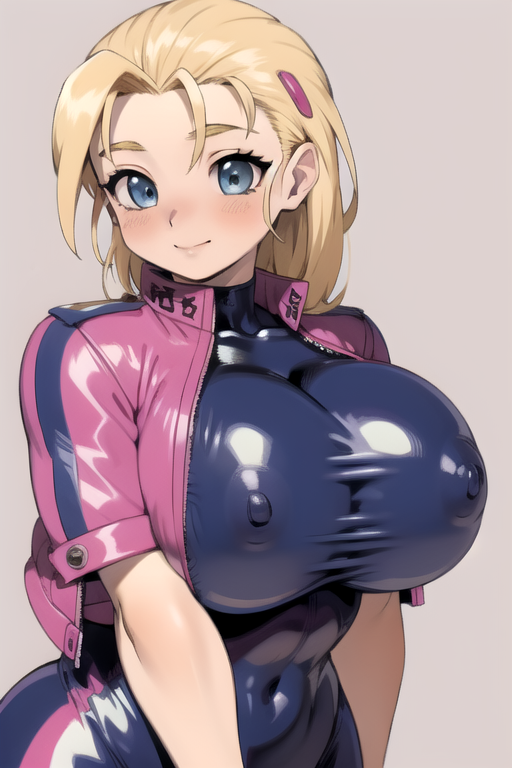 1girls ai_generated big_breasts blonde_hair blue_eyes breasts daidouji_(artist) daidoujipv erect_nipples female history's_strongest_disciple_kenichi long_hair looking_at_viewer miu_furinji nipple_bulge shijou_saikyou_no_deshi_ken'ichi shiny_clothes solo