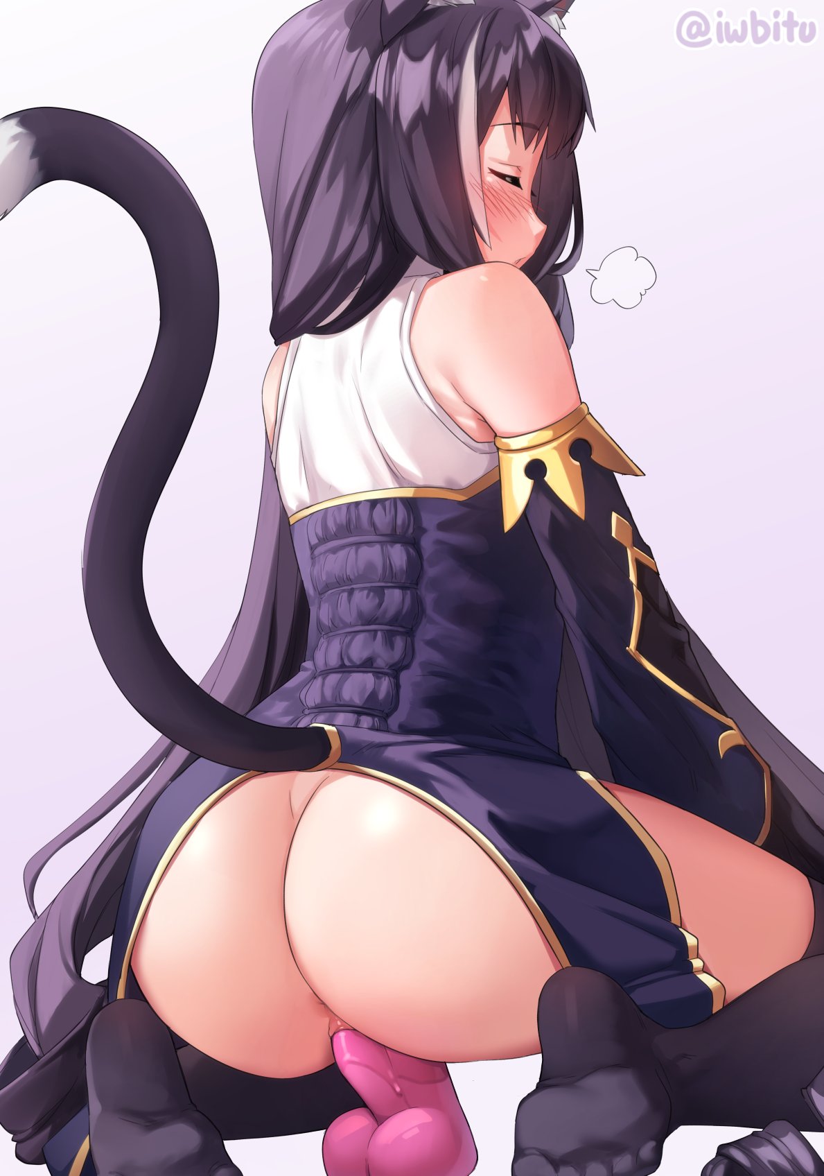 1girls, anus, ass, cat girl, catgirl, dildo, female, female only, iwbitu, karyl (princess connect!), masturbation, penetration, princess connect!, pussy, solo, vaginal penetration