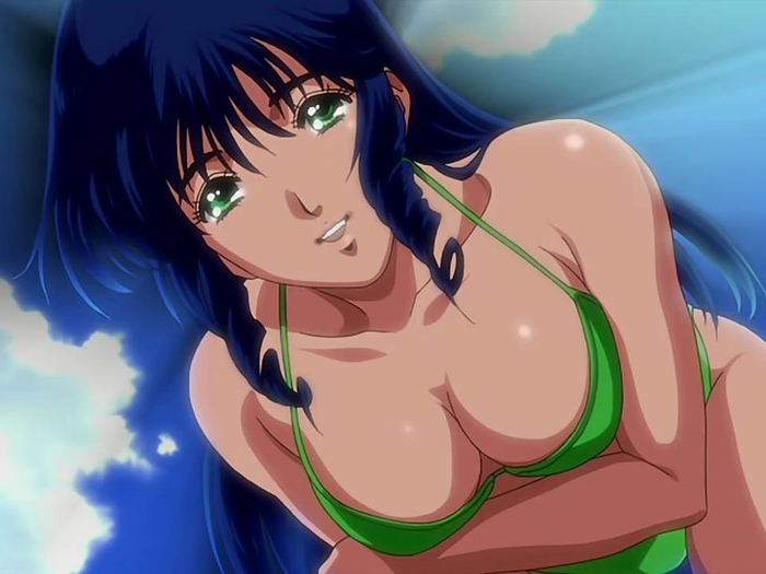 1girls artist_request bikini blue_hair blue_sky breasts cleavage clothed clouds fanservice female green_eyes human idol large_breasts light-skinned_female light_skin long_hair looking_at_viewer lynn_minmay macross medium_breasts official_art robotech sky solo super_dimension_fortress_macross swimsuit