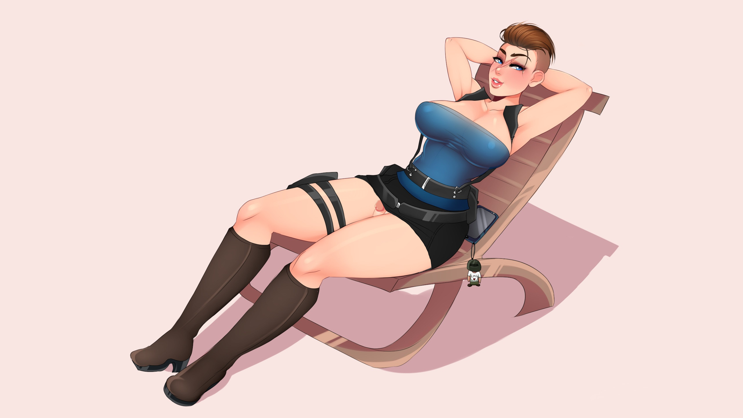 1futa, balls, boots, cosplay, costume, finka (rainbow six), futanari, intersex, jill valentine, jill valentine (cosplay), law-zilla, rainbow six, rainbow six siege, resident evil, see-through, skirt, solo futa, tagme, tom clancy