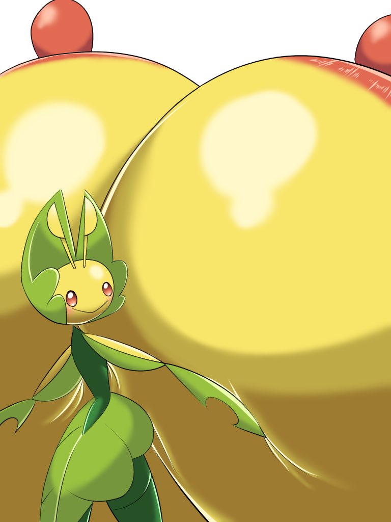 1girls antennae anthro anthrofied anthropod areolae blush breasts erect_nipples female female_only flora_fauna gigantic_breasts green_skin huge_areolae huge_nipples hyper insects leavanny looking_at_viewer looking_back looking_back_at_viewer mantis nintendo nipples norio_(pheromosa_times) pokemon pokemon_bw red_eyes red_nipples smile solo solo_female standing yellow_skin