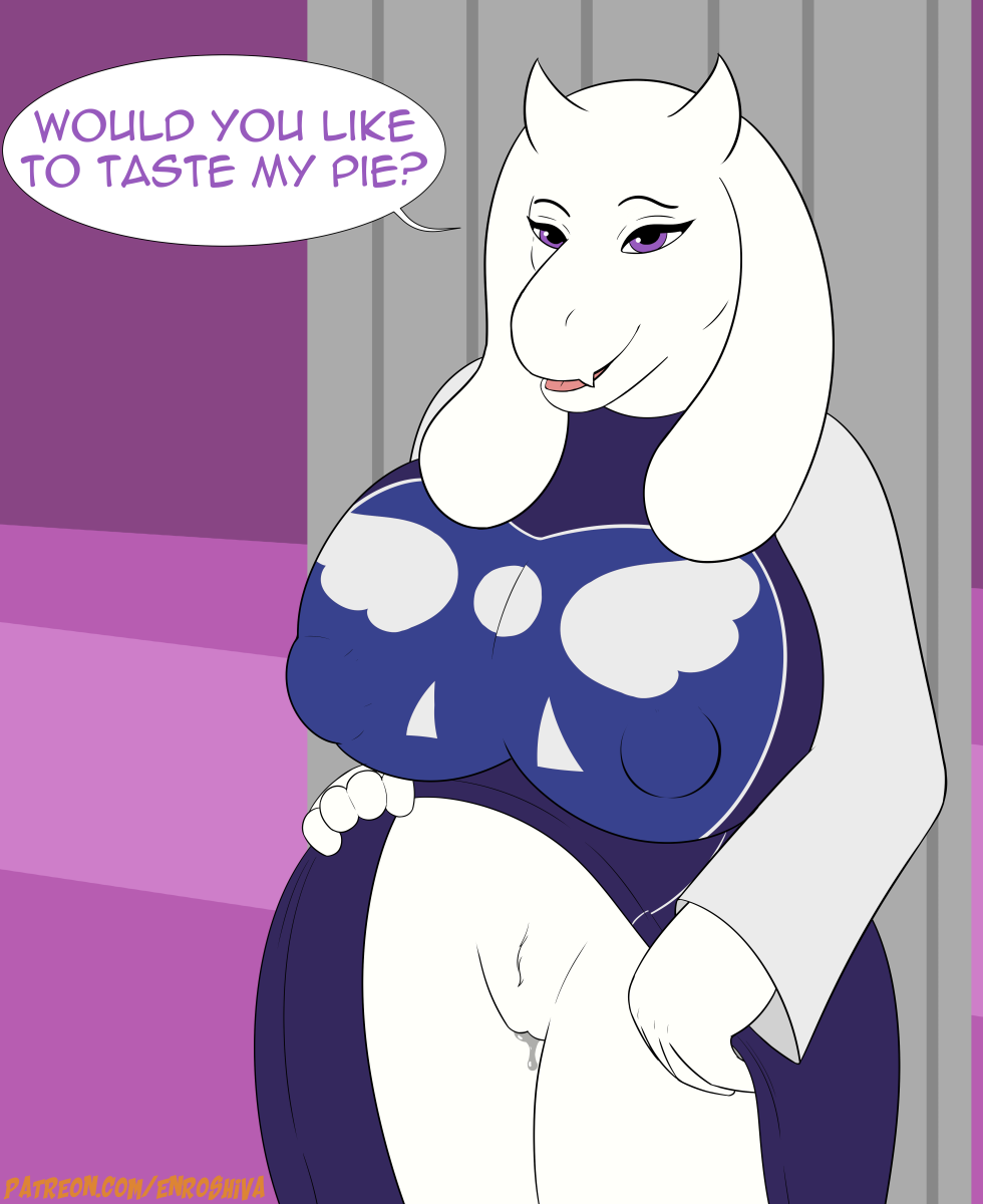 anthro big_breasts bodily_fluids bovid breasts caprine enroshiva female genital_fluids goat hi_res looking_at_viewer mammal pussy_juice toriel undertale upskirt video_games