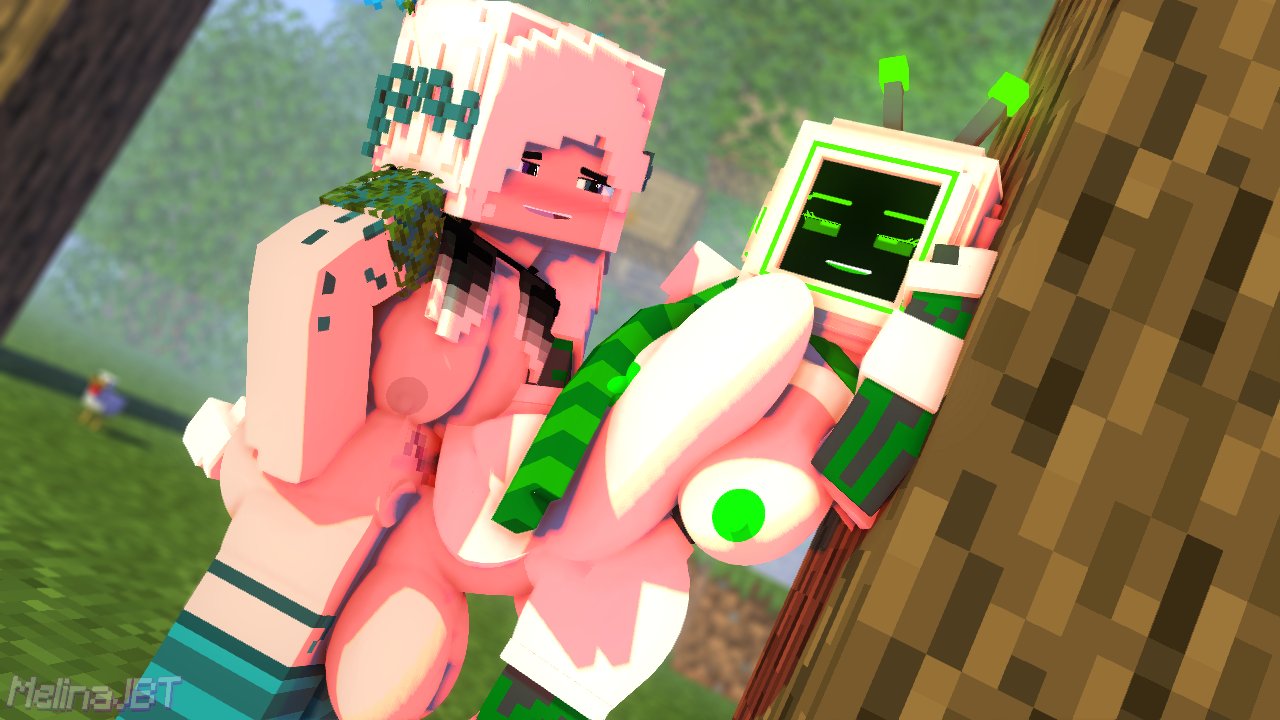 1futa, 1girls, 3d, android, big breasts, blue stockings, breasts, emilia jungle (melinajbt), female, futa on female, futanari, green eyes, human, intersex, lic-009/lucinda (melinajbt), melinajbt, mine-imator, minecraft, nude, outdoors, pussy, robot girl, rule 63, tagme, vaginal penetration, white body, white hair, white skin
