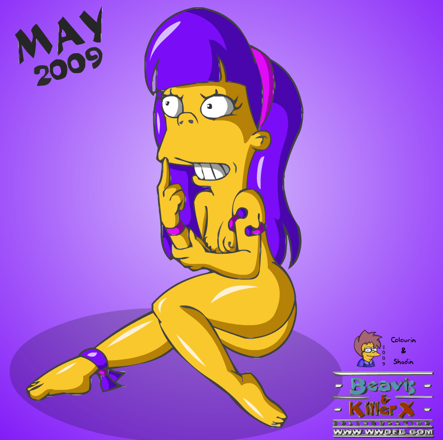 beavis female killerx purple_hair sherri_mackleberry terri_mackleberry the_simpsons twin wwoec yellow_skin young