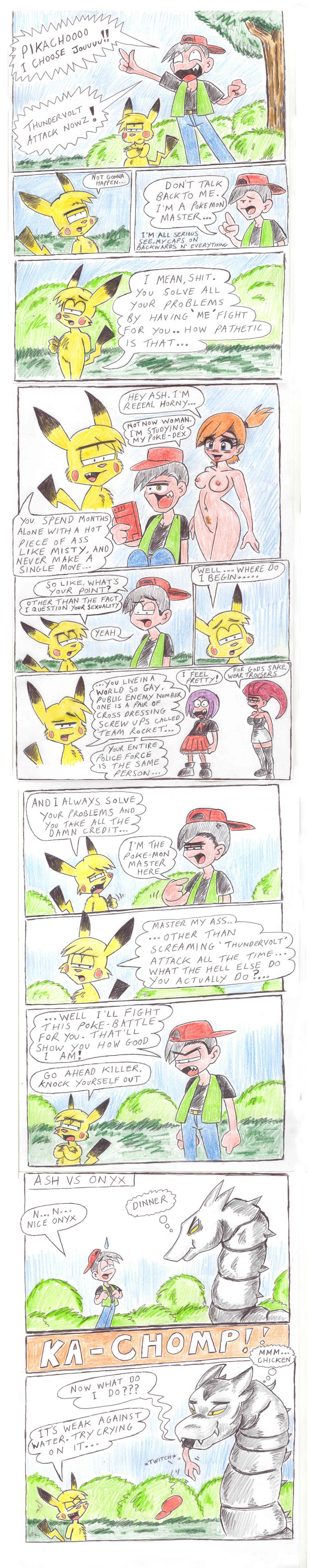 feral james_(pokemon) jessie_(pokemon) kasumi_(pokemon) neoneko nintendo onix pikachu pokemon satoshi_(pokemon) vore