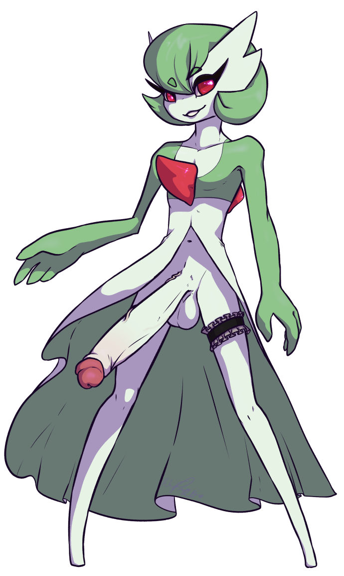 2020 accessory anthro balls big_penis bottomwear clothing gardevoir garter genitals girly hair male male_gardevoir male_only male_pokemon nintendo nude penis pokémon_(species) pokemon pokemon_(species) pokemon_rse queenkami red_eyes skirt solo solo_male video_games