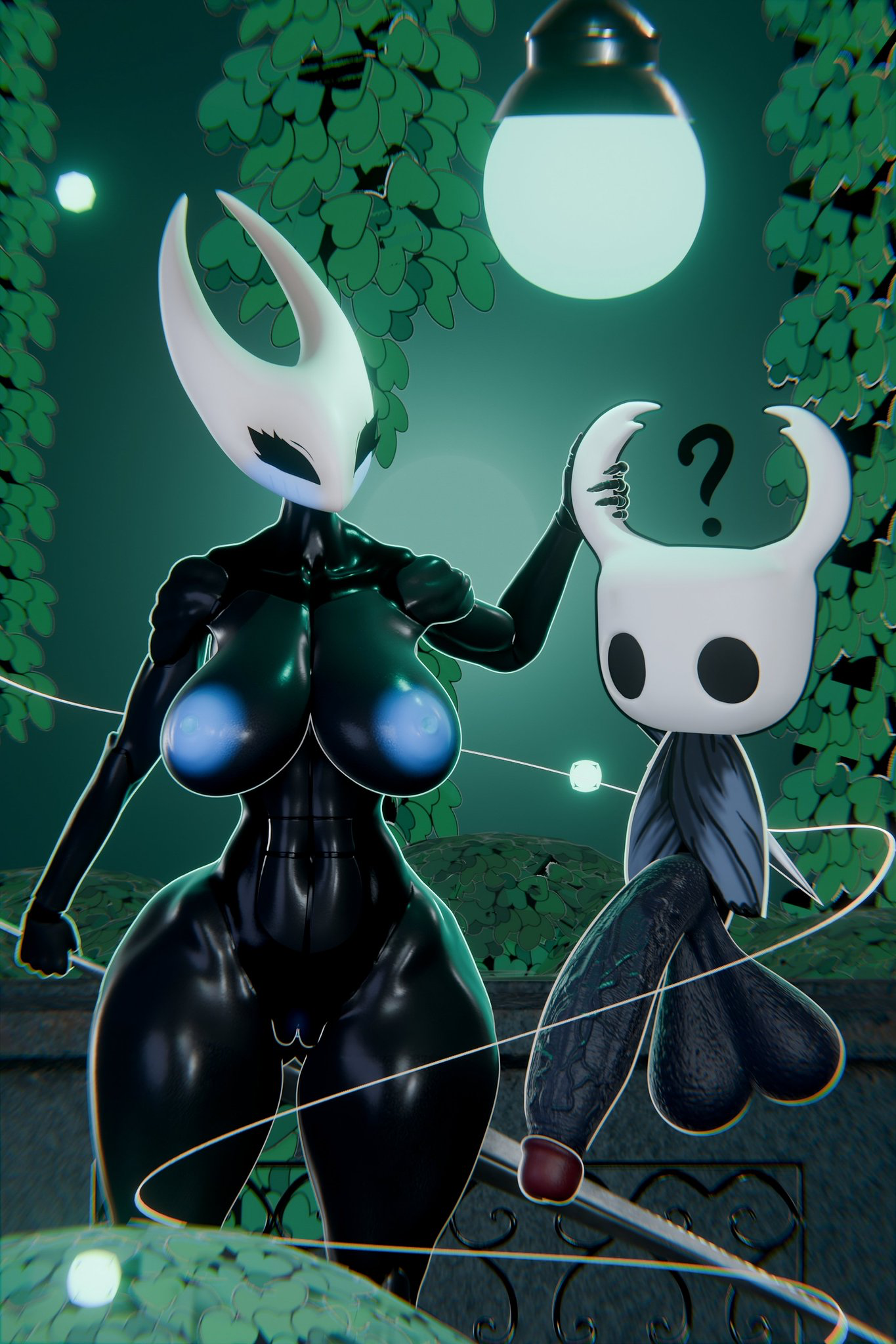 1boy, 1girls, 3d, 3d (artwork), areolae, big penis, breasts, completely nude, completely nude female, female, holding, holding another, hollow knight, hornet (hollow knight), incest, male, mrvector 3d, naked, naked female, nipples, nude, nude female, penis, protagonist (hollow knight), pussy, size difference, small but hung, the knight (hollow knight)