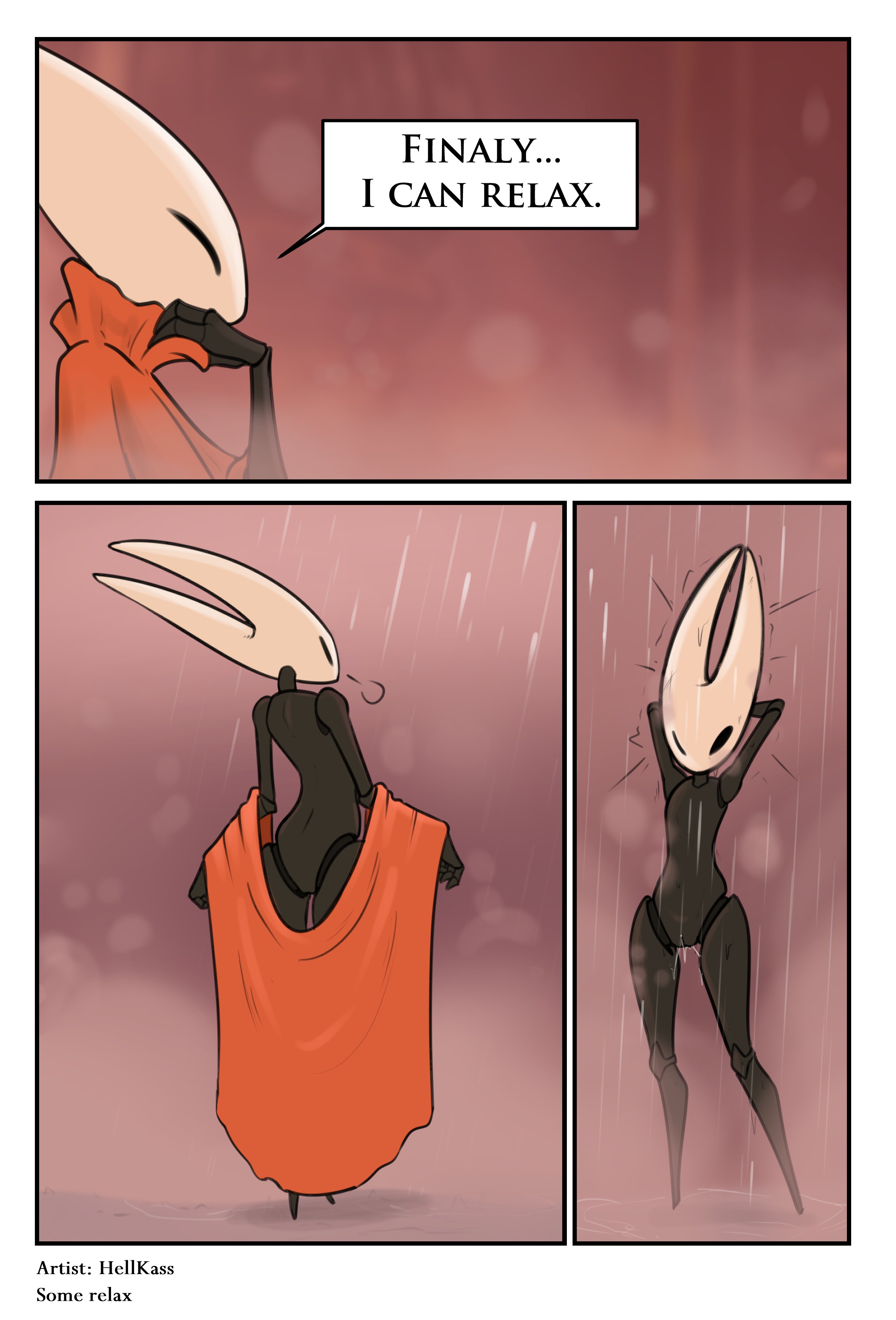 1girl, black body, bug, bug girl, cloak, hollow knight, hollow knight (franchise), hollow knight: silksong, hornet (hollow knight), insect, insect girl, pussy, shower, solo, solo female, spider, spider girl, team cherry, undressing