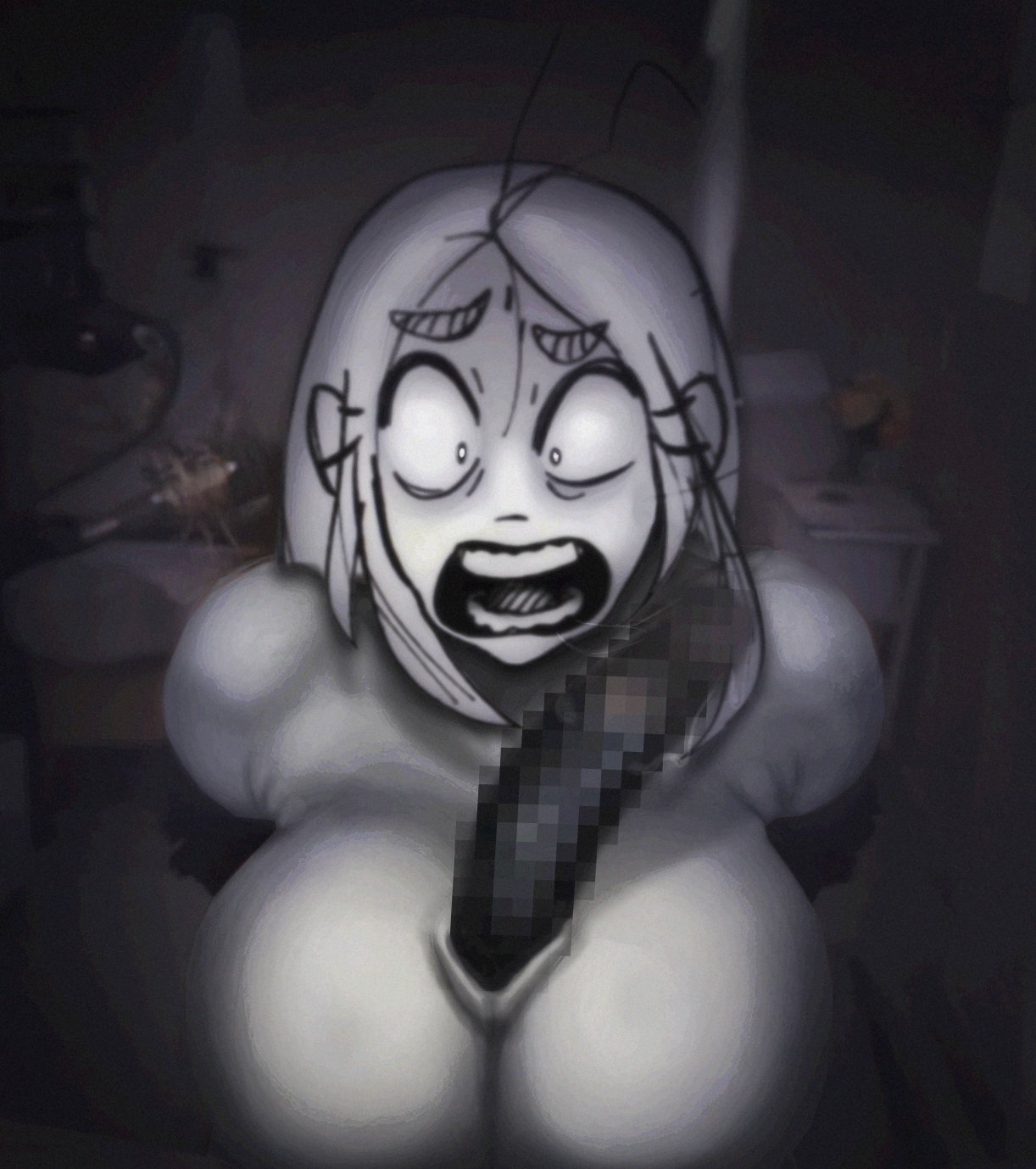 1boy, 1girls, alternate version available, bet, blowjob, breasts, caught, caught in the act, censored, cheating, cheating girlfriend, dark-skinned male, editorfella, kenzou, large penis, ntr, offscreen character, offscreen male, paizuri, penis, photo, photo editing, recording, recording video, scared, scared expression, titfuck, titjob