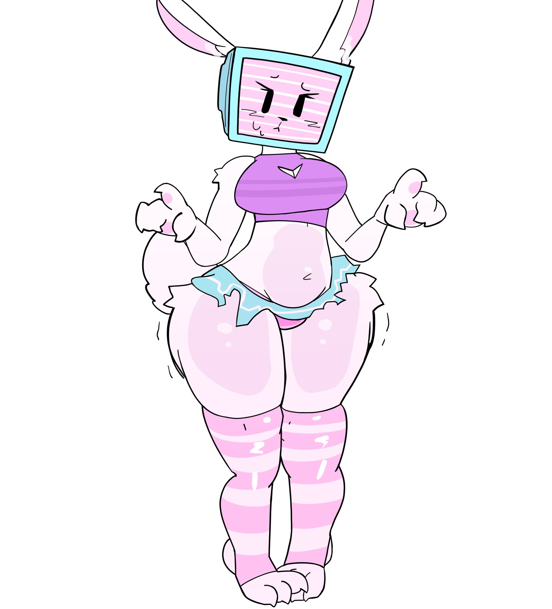 1girls, anthro, ass, female, furry, huge ass, melanie (regretevator), miniskirt, regretevator, roblox, roblox game, solo, stockings, tagme, tagme (artist), tv head