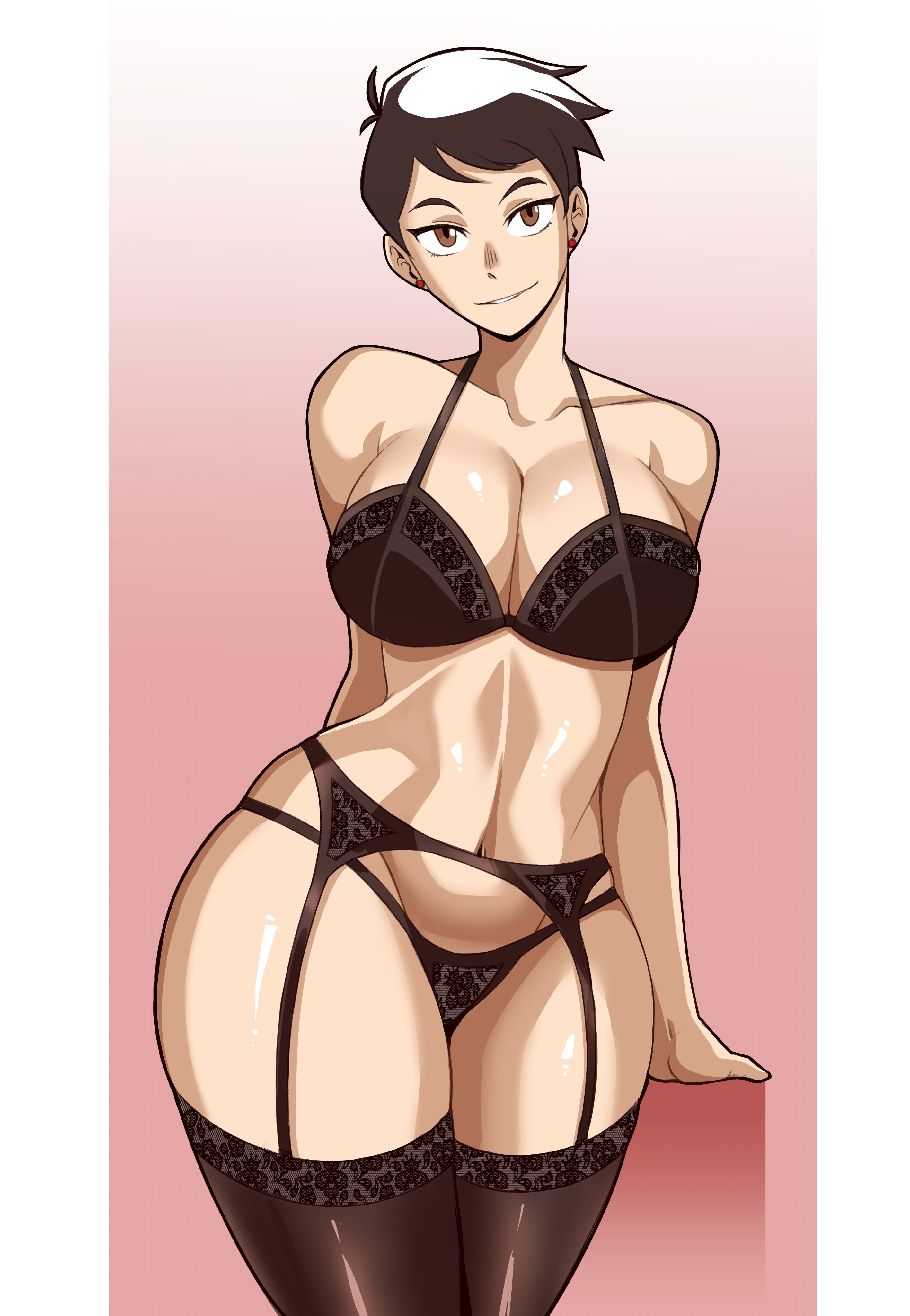 1girls, 2026, 2d, 2d (artwork), 2d artwork, bighead333, bra, breasts, brown eyes, brown hair, brown-haired female, cleavage, dc, dc comics, deaf (artist), female, female focus, female only, female torso, hips, lingerie, lingerie bra, lingerie only, lingerie panties, lois lane, lois lane (my adventures with superman), looking at viewer, my adventures with superman, short hair, short-haired female, solo, solo female, solo focus, superman (series), tan body, tan skin, tan-skinned female, thick thighs, thighhighs, thighs