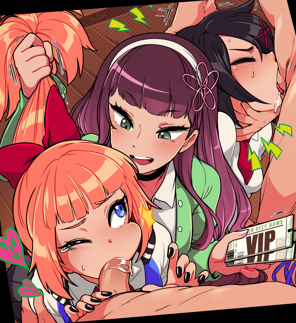 2boys 3girls all_fours all_the_way_to_the_base alternate_costume artist_name assisted_fellatio bangs black_hair black_nails blowjob blue_eyes blunt_bangs blush breasts closed_eyes clothes clothing deepthroat defeated ear_piercing earrings embarrassed eyebrows_visible_through_hair eyeshadow faceless_male feeling_throat fellatio female forced forced_deepthroat forced_oral formal gagging garter_straps green_eyes green_legwear gyaru hair_between_eyes hair_ornament hair_pull hair_pulling hair_ribbon hairclip heart heart_hair_ornament high_resolution holding_hair human jacket jewelry kaori_(kunio-kun) kunio-kun kyoko_(kunio-kun) letterman_jacket lipstick long_hair makeup male medium_breasts merunyaa misako_(kunio-kun) multiple_boys multiple_girls nail_polish necklace necktie one_eye_closed open_mouth oral oral_sex orange_hair outerwear penetration penis photo piercing pink_backpack pleasuring_the_enemy ponytail prostitution red_eyes red_lipstick ribbon river_city_girls scrunchy_face shirt short_hair skirt straight suit teamwork throat_fuck tied_hair tight_throat varsity_jacket wayforward