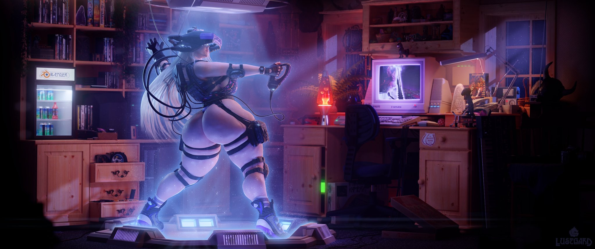 3d, ass, big ass, big butt, blonde hair, breasts, bubble butt, busty, computer, curvy, female, female only, gaming, huge ass, huge butt, long hair, lustgard, njorijanna, original, thick, thick thighs, thigh strap, venus body, video game, voluptuous, vr, vr headset