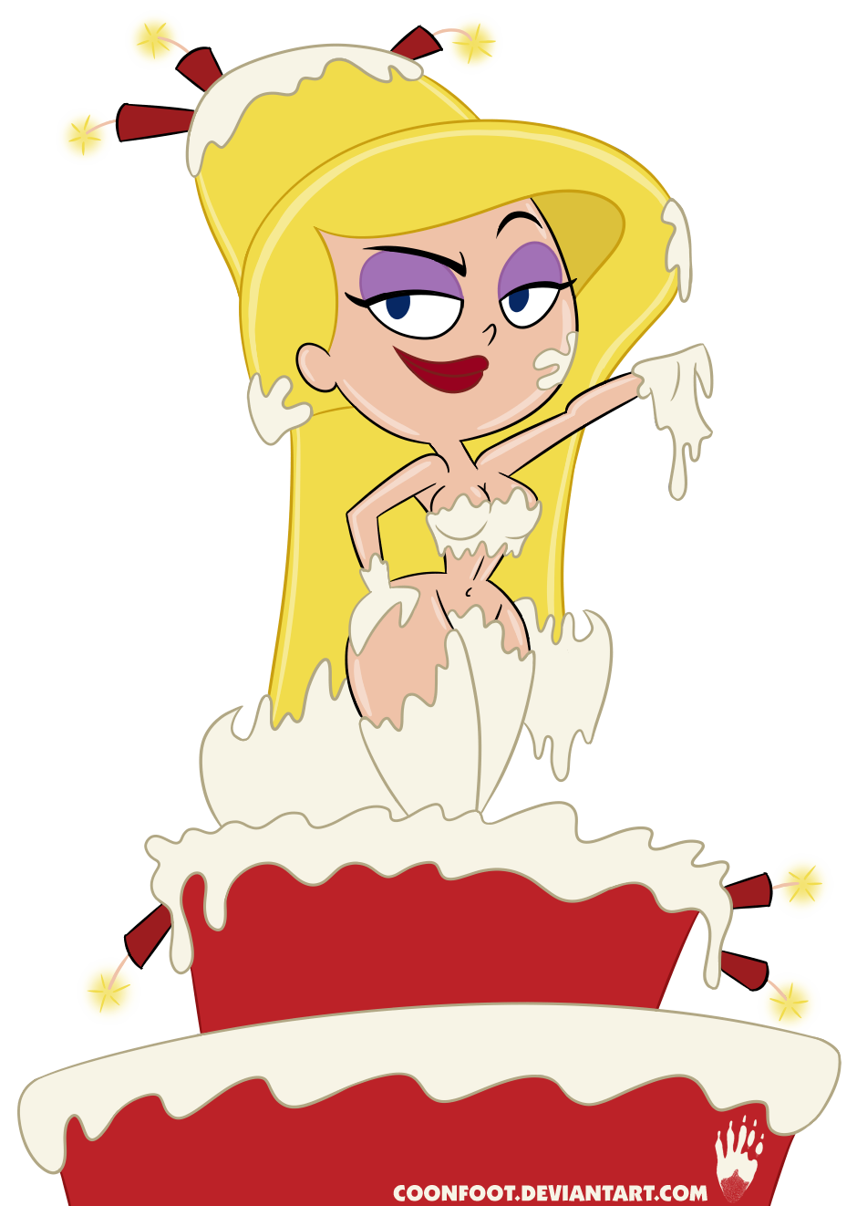 1girls big_hair birthday birthday_cake birthday_candle blonde_hair breasts cake candle cartoon_network cleavage coonfoot covered_breasts covered_in_frosting covered_nipples curvaceous curves curvy curvy_body curvy_figure curvy_hips deviantart eris_(billy_and_mandy) eyelashes female female_focus female_only female_solo frosting frosting_on_breasts goddess hand_on_hip hips hourglass_figure large_hair lips lipstick long_hair looking_at_viewer mature mature_female mature_woman nude pose posing raccoonfoot raised_eyebrow red_lips red_lipstick solo solo_female solo_focus symbol the_grim_adventures_of_billy_and_mandy voluptuous waist watermark wide_hips woman