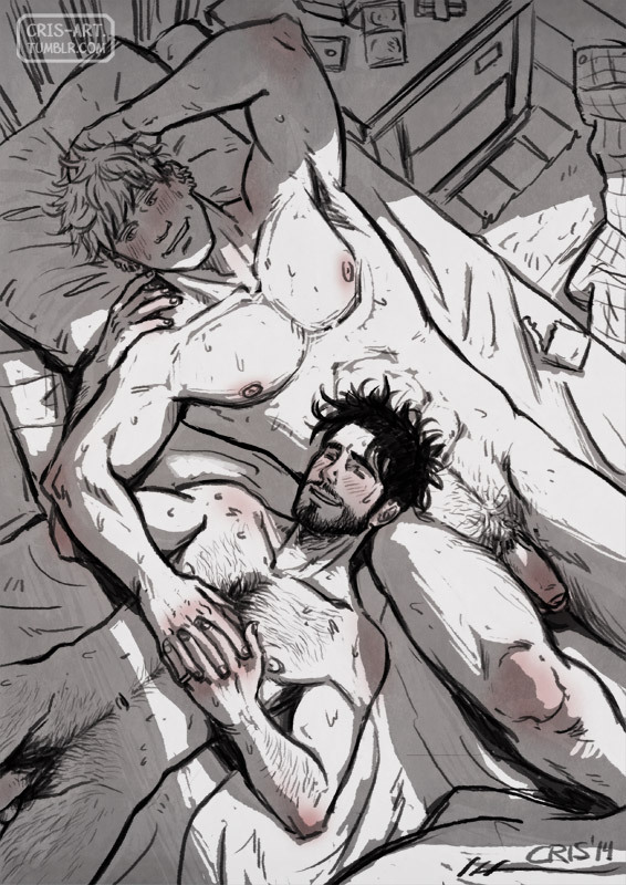 2boys after_sex afterglow aged_up arm_hair armpit_hair armpits bad_id bad_tumblr_id bara black_hair blonde_hair blush chest_hair completely_nude condom condom_wrapper couple crisart feet_out_of_frame flaccid from_above hairy happy holding_hands hulkling interlocked_fingers leg_hair lying male_focus male_only male_pubic_hair marvel mature_male multiple_boys muscular muscular_male navel_hair nude on_back on_bed pectorals penis pubic_hair short_hair sideburns sleeping sleeping_on_person spot_color sunlight sweat thick_eyebrows toned toned_male very_sweaty wavy_mouth wiccan yaoi