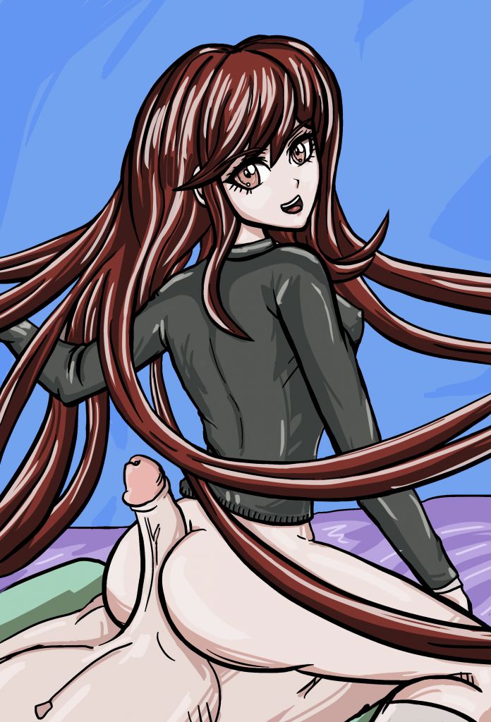 ass assjob big_ass big_breasts big_penis breasts buttjob colored danganronpa danganronpa_zero erection half-dressed looking_back penis ryoko_otonashi smooth_skin