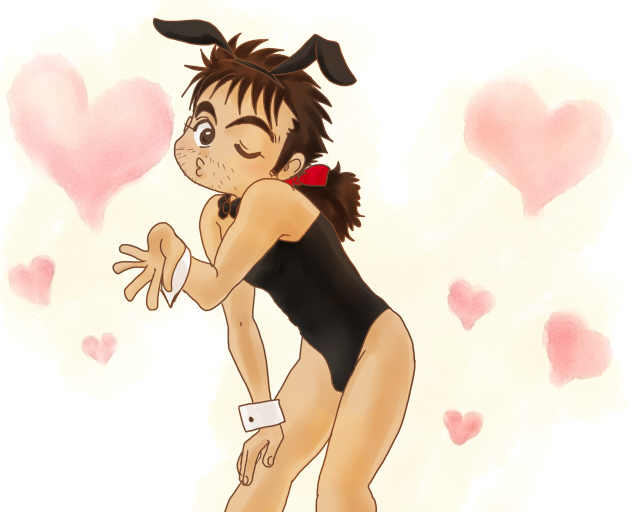 bunny_boy bunny_ears bunnysuit male_only otokojuku posing sakigake_otokojuku toramaru_ryuji